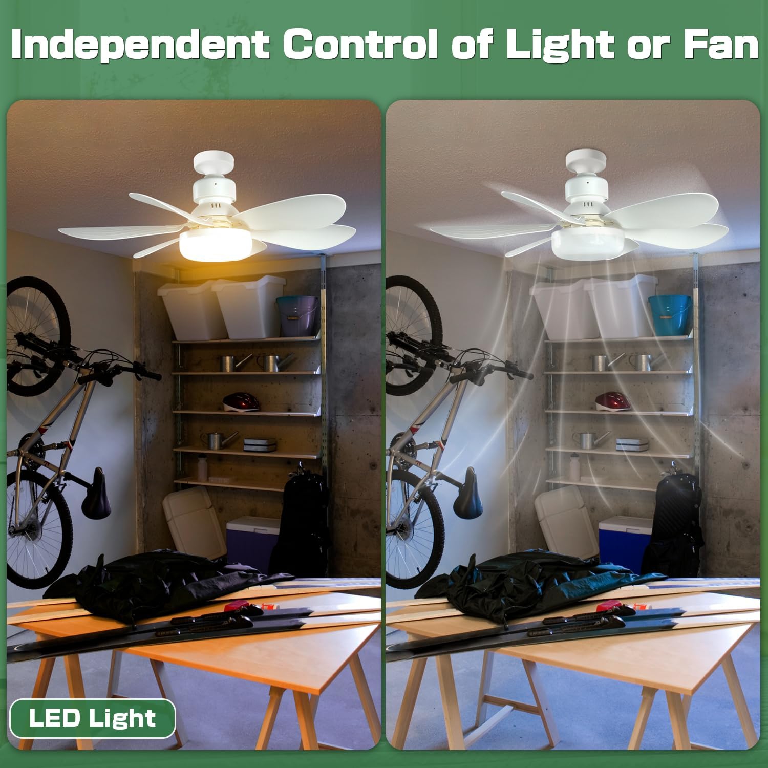 Socket Screw-in Ceiling Fan with Light and Remote - 20.5" 3-Speed Fan, Dimmable LED, E26 Base - Ideal for Kitchen, Bedroom, and Small Spaces