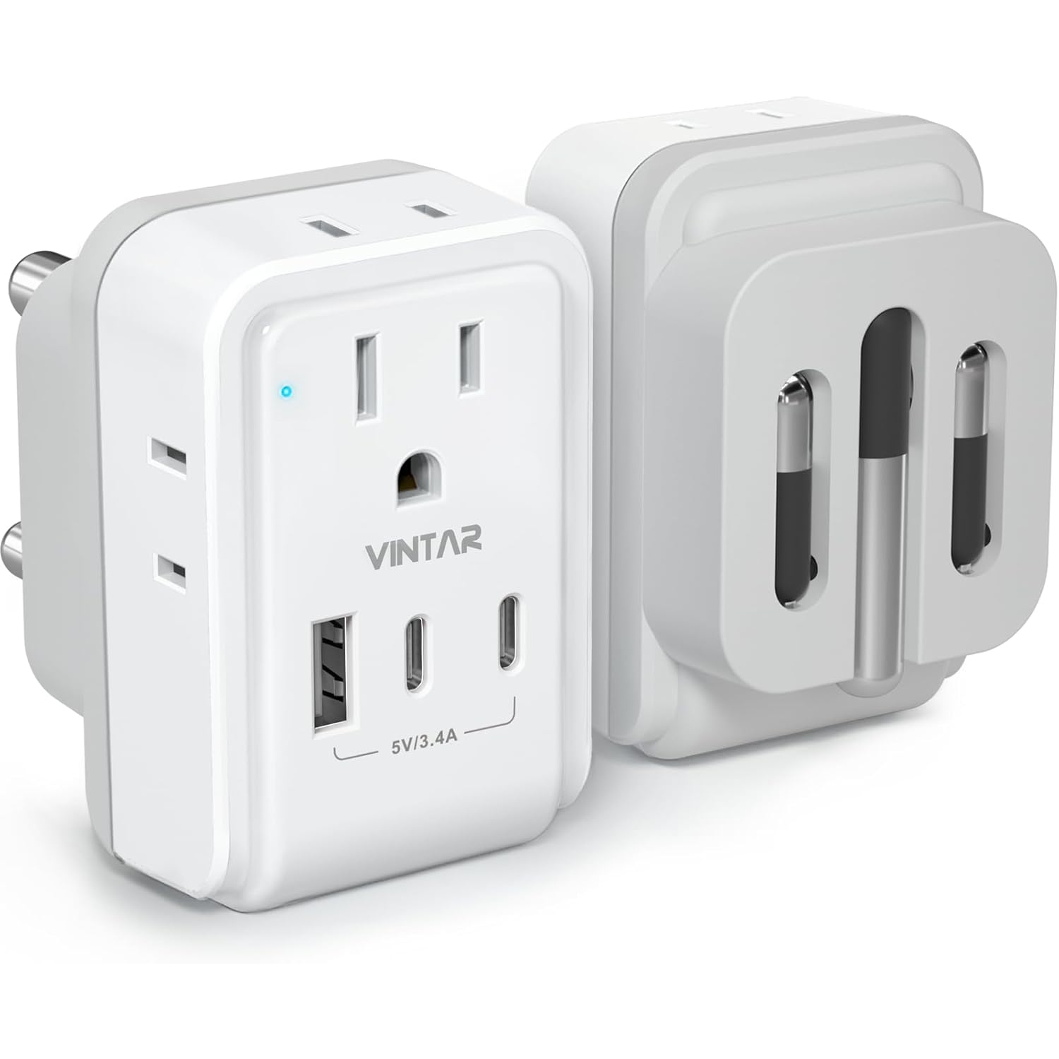 1 Pack South Africa Plug Adapter, Fordable Type M Travel Adapter with 4 AC Outlets and 3 USB Ports(2 USB C), Travel Essentials for Canada to South