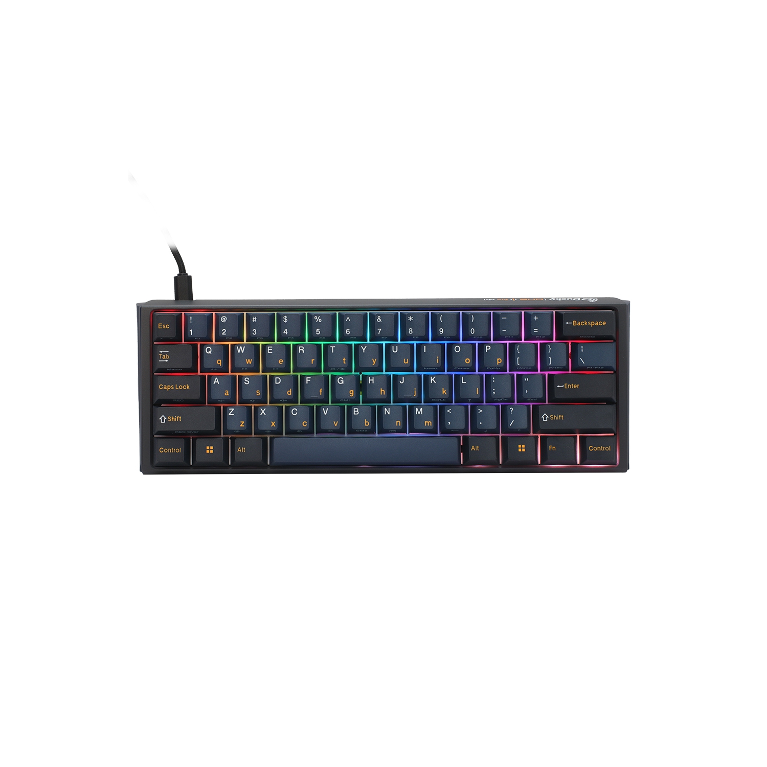 Ducky ONE 3 Pro Nazca Line Hot-Swappable RGB Mechanical Keyboard, 8K Polling Rate, Cherry MX2A Brown, Triple-Shot PBT Keycaps, Mini Layout (61 keys), Black