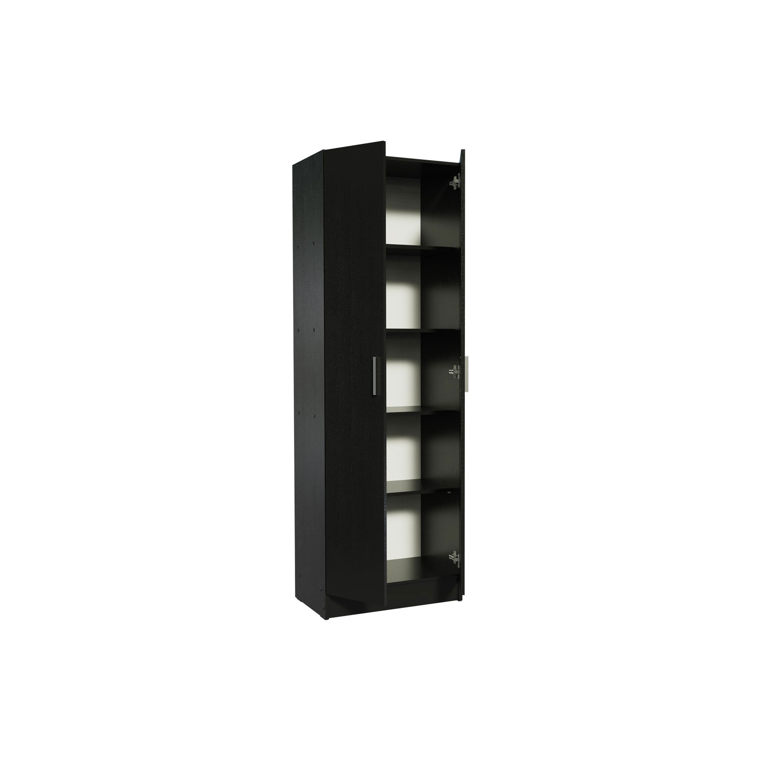 Armoire garde-robe moderne avec armoire de rangement à 2 portes et 5 tablettes utilitaires en bois de 23&nbsp;po de long Madesa - Noir
