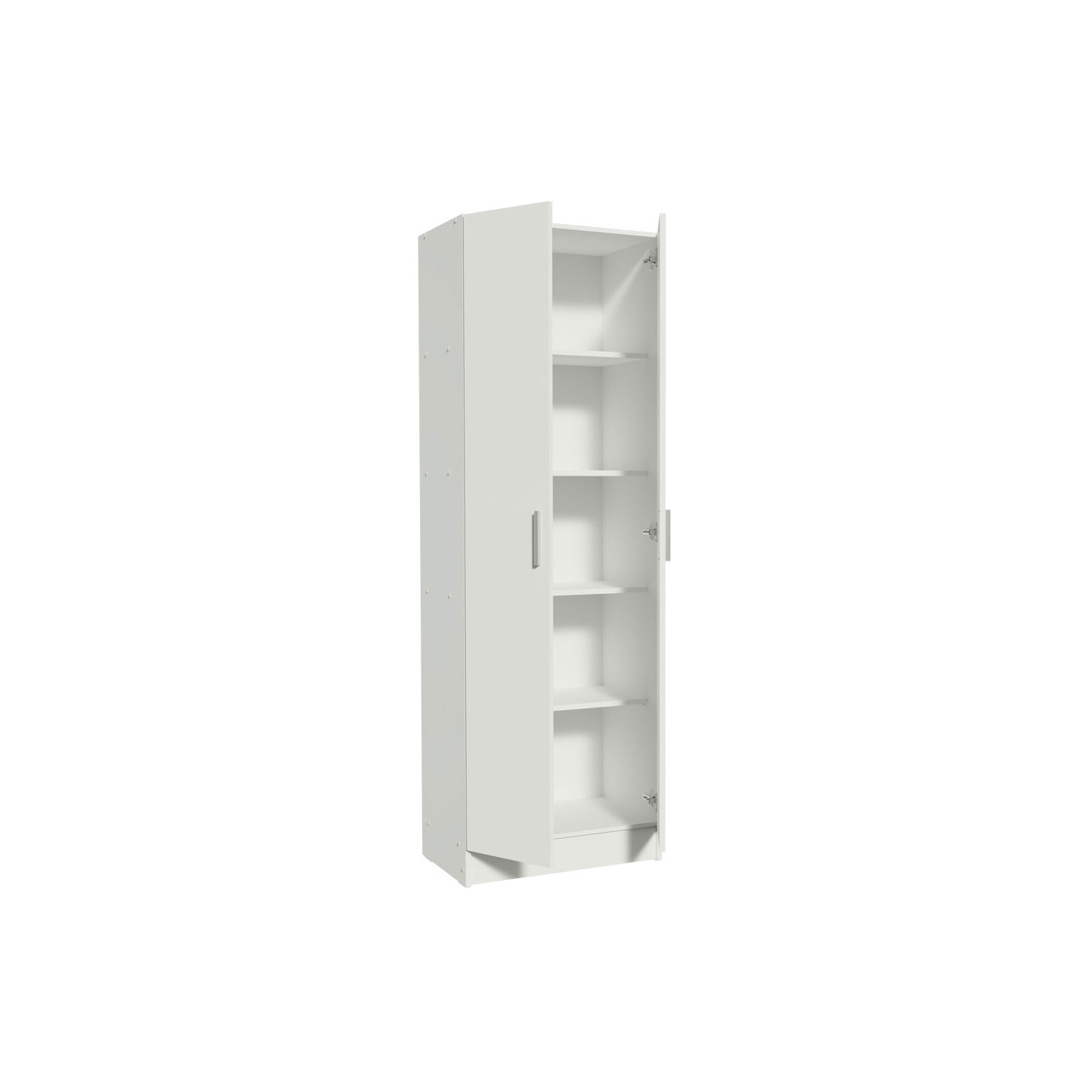Madesa Modern Pantry Storage Cabinet Armoire Closet with 2 Doors and 5 Utility Shelves 23"L Wooden Organization Unit - White