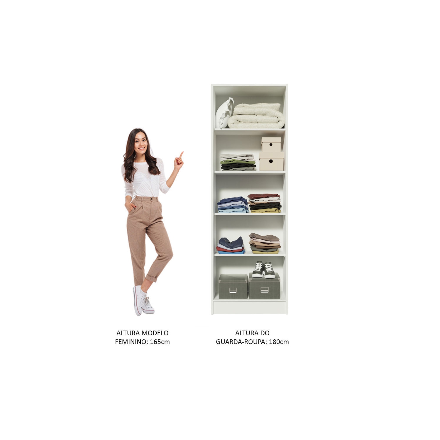 Madesa Modern Pantry Storage Cabinet Armoire Closet with 2 Doors and 5 Utility Shelves 23"L Wooden Organization Unit - White