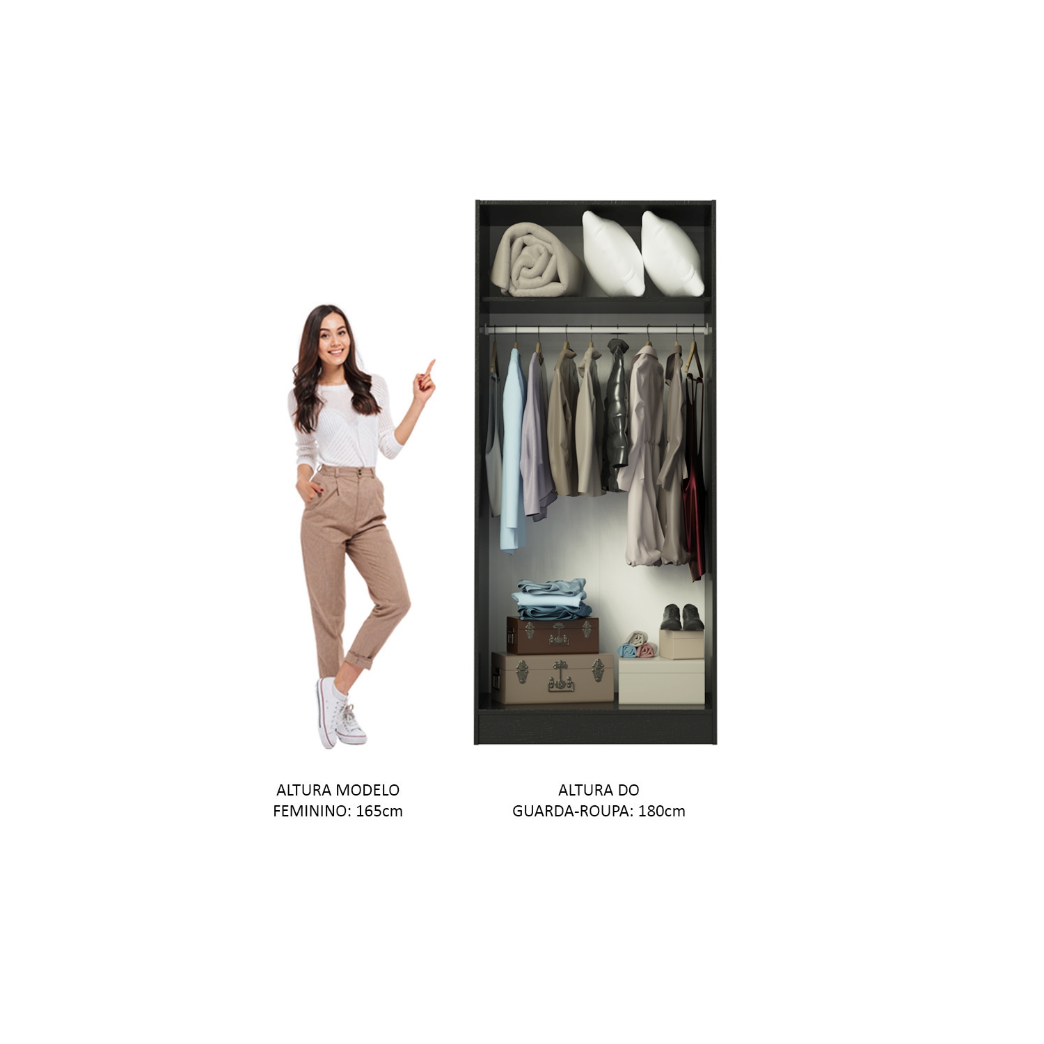 Madesa 2 Door Storage Cabinet with Ample Shelf Space 31"L Utility Armoire Closet Modern Entryway and Bedroom Organization Unit - Black