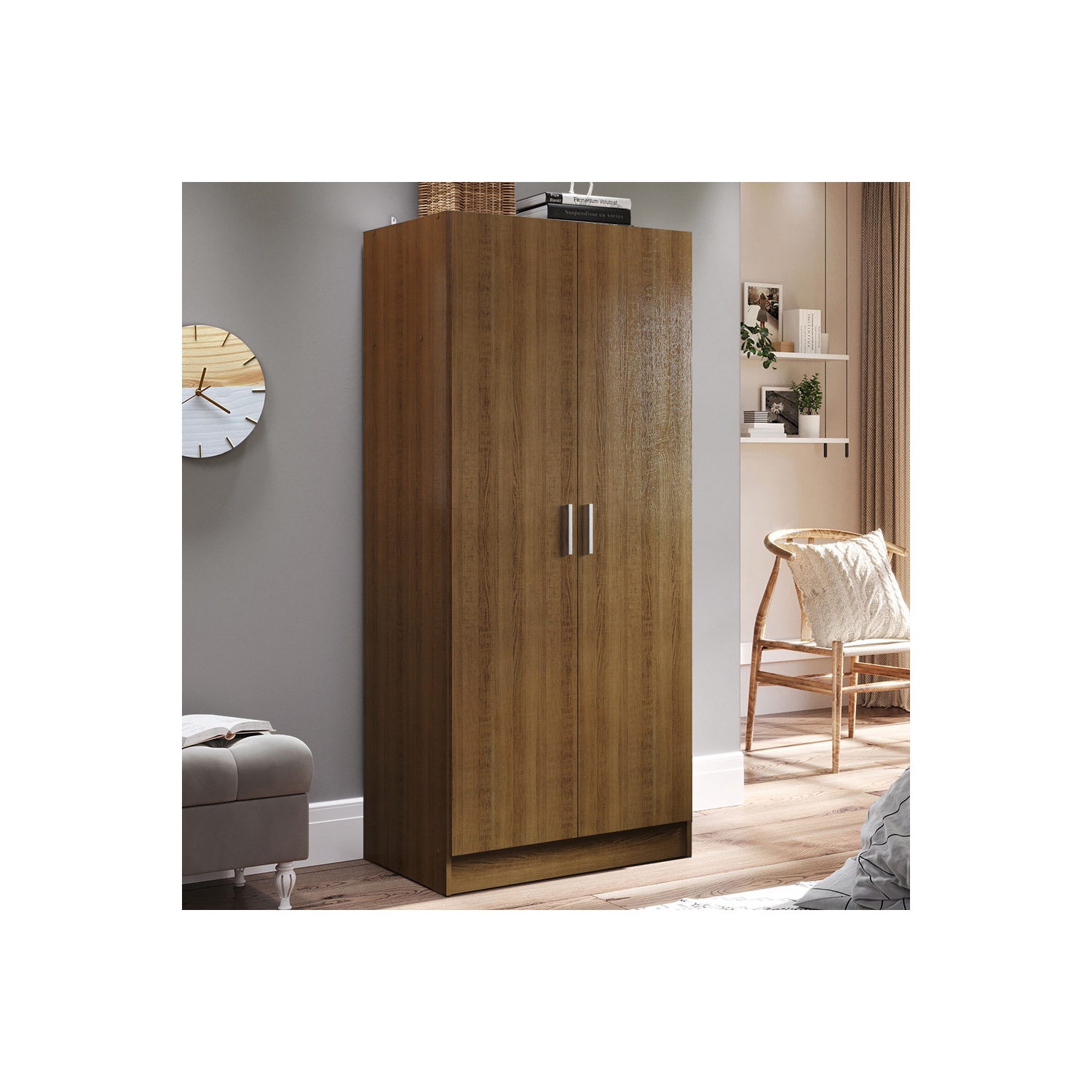 Madesa 2 Door Storage Cabinet with Ample Shelf Space 31"L Utility Armoire Closet Modern Entryway and Bedroom Organization Unit - Brown