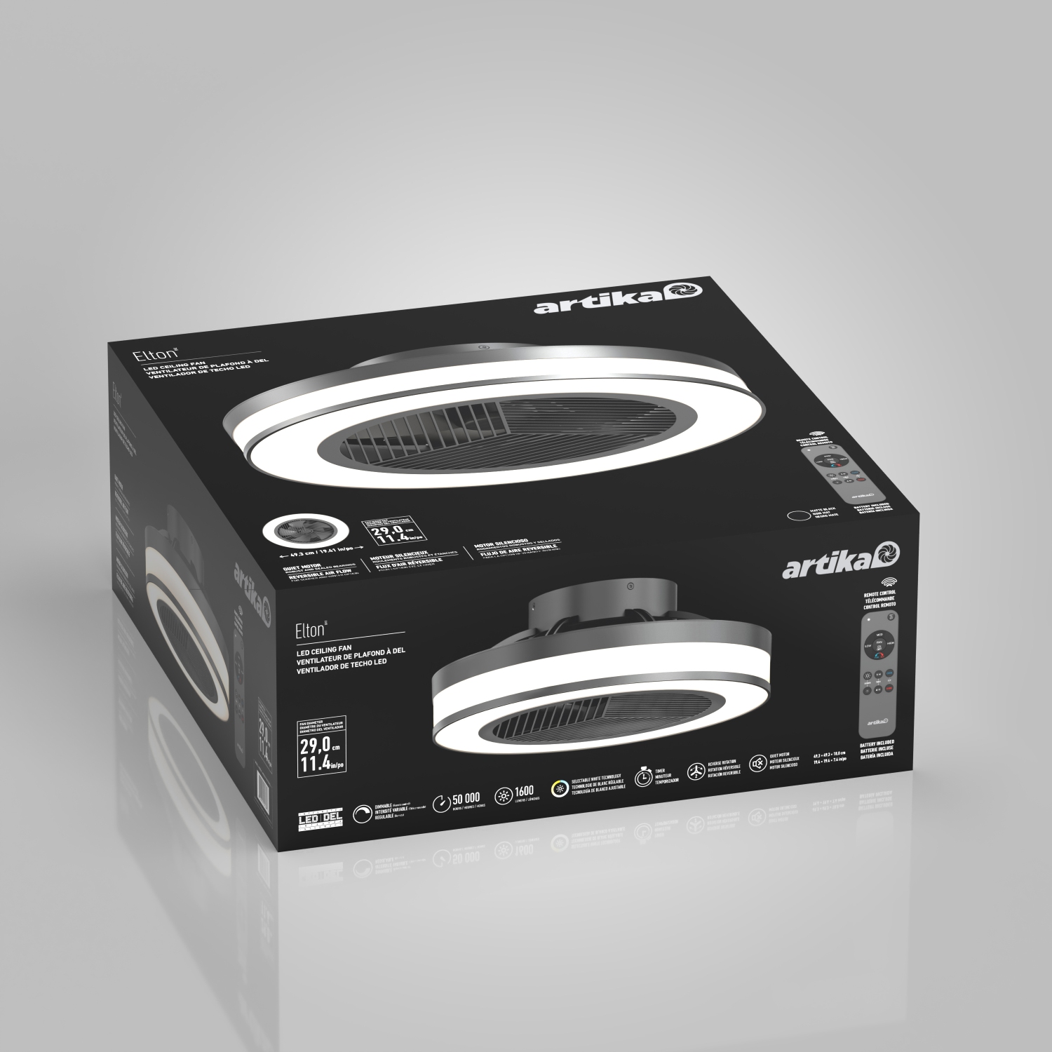 Artika Ceiling Fan with LED Light- Black