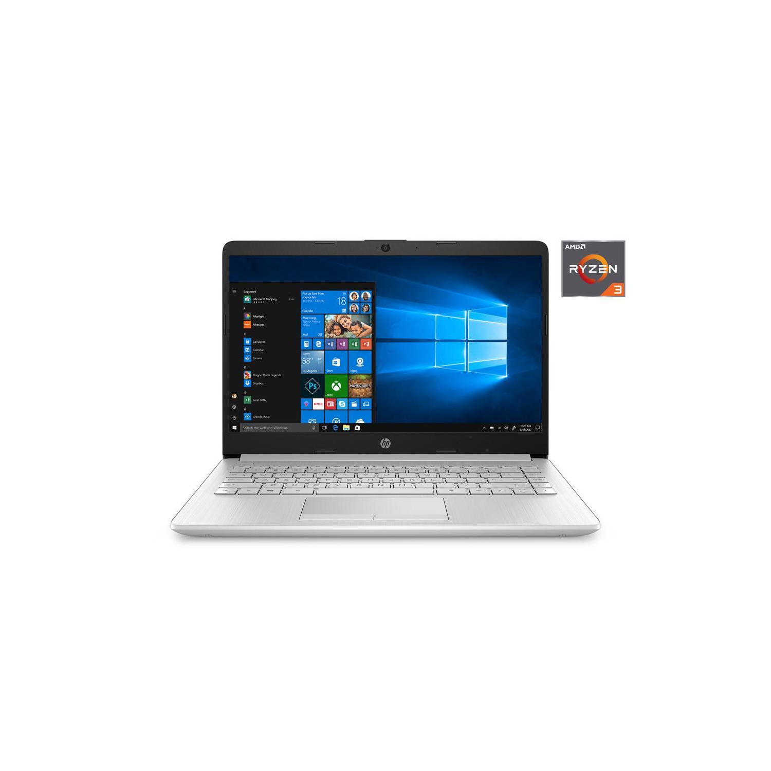 HP Laptop PC 14" Ryzen 3 1TB HDD 4GB 2.6Ghz Windows 10 Silver Refurbished Good