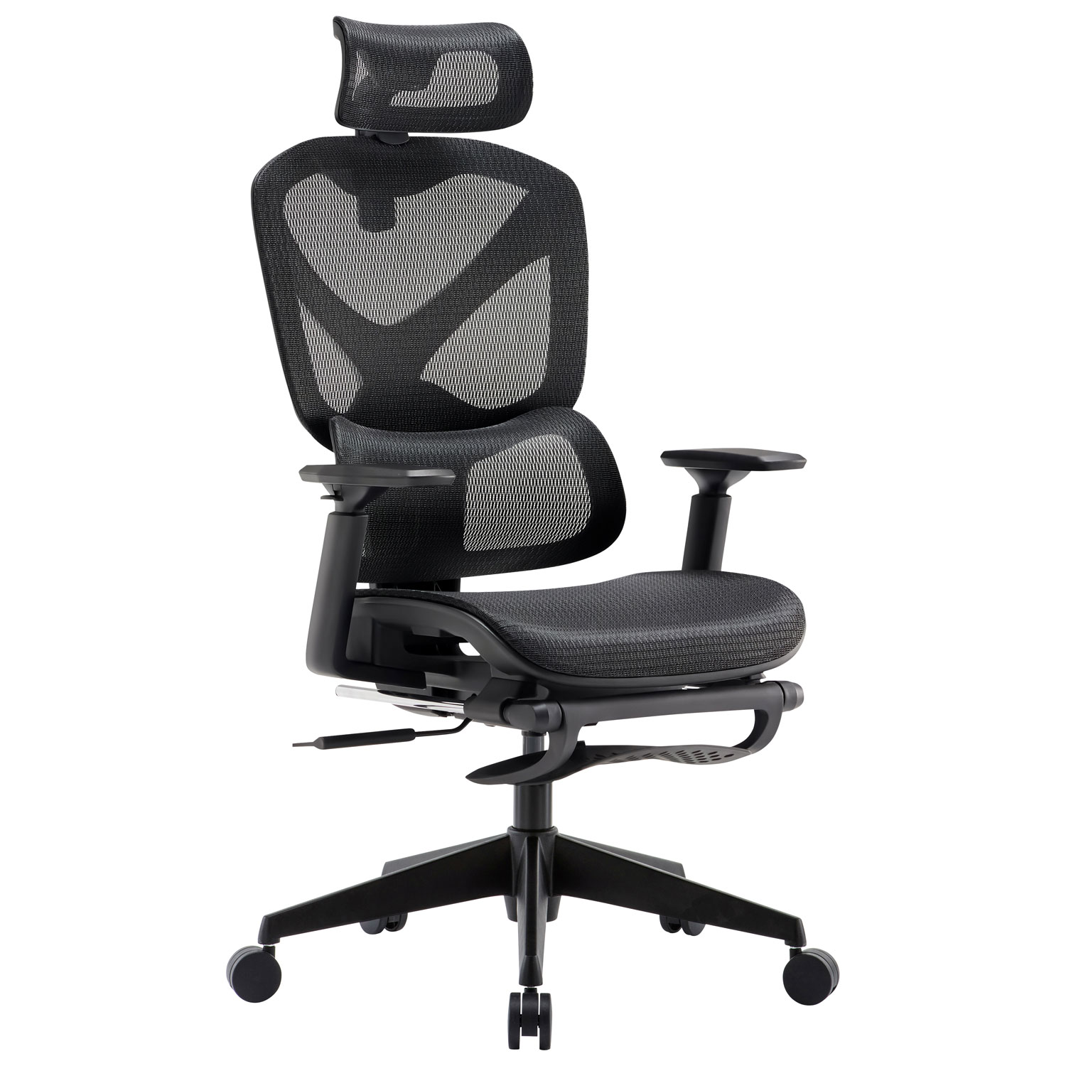 Fauteuil de bureau en filet à dossier haut avec appuie-tête réglable de TygerClaw - Noir