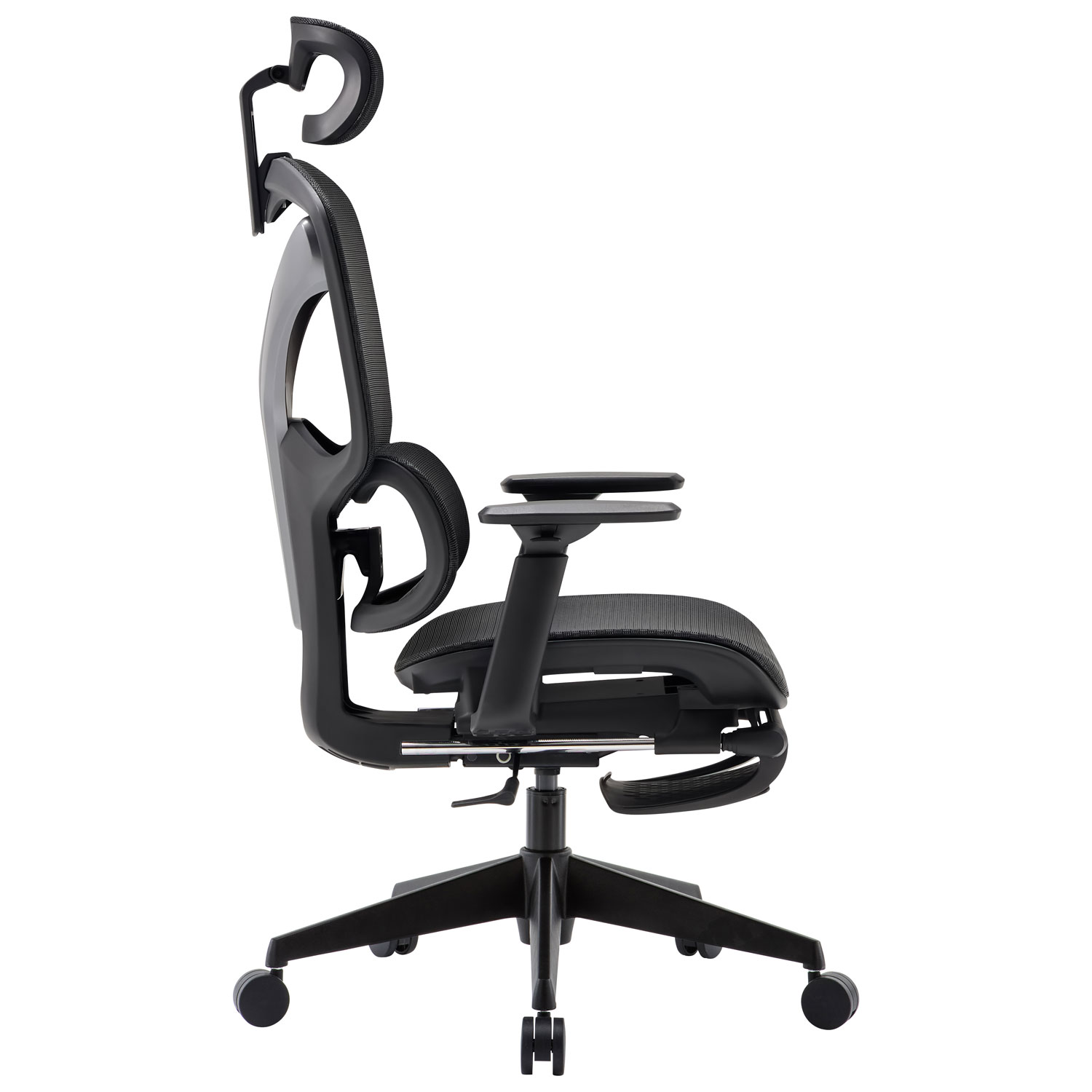 Fauteuil de bureau en filet à dossier haut avec appuie-tête réglable de TygerClaw - Noir