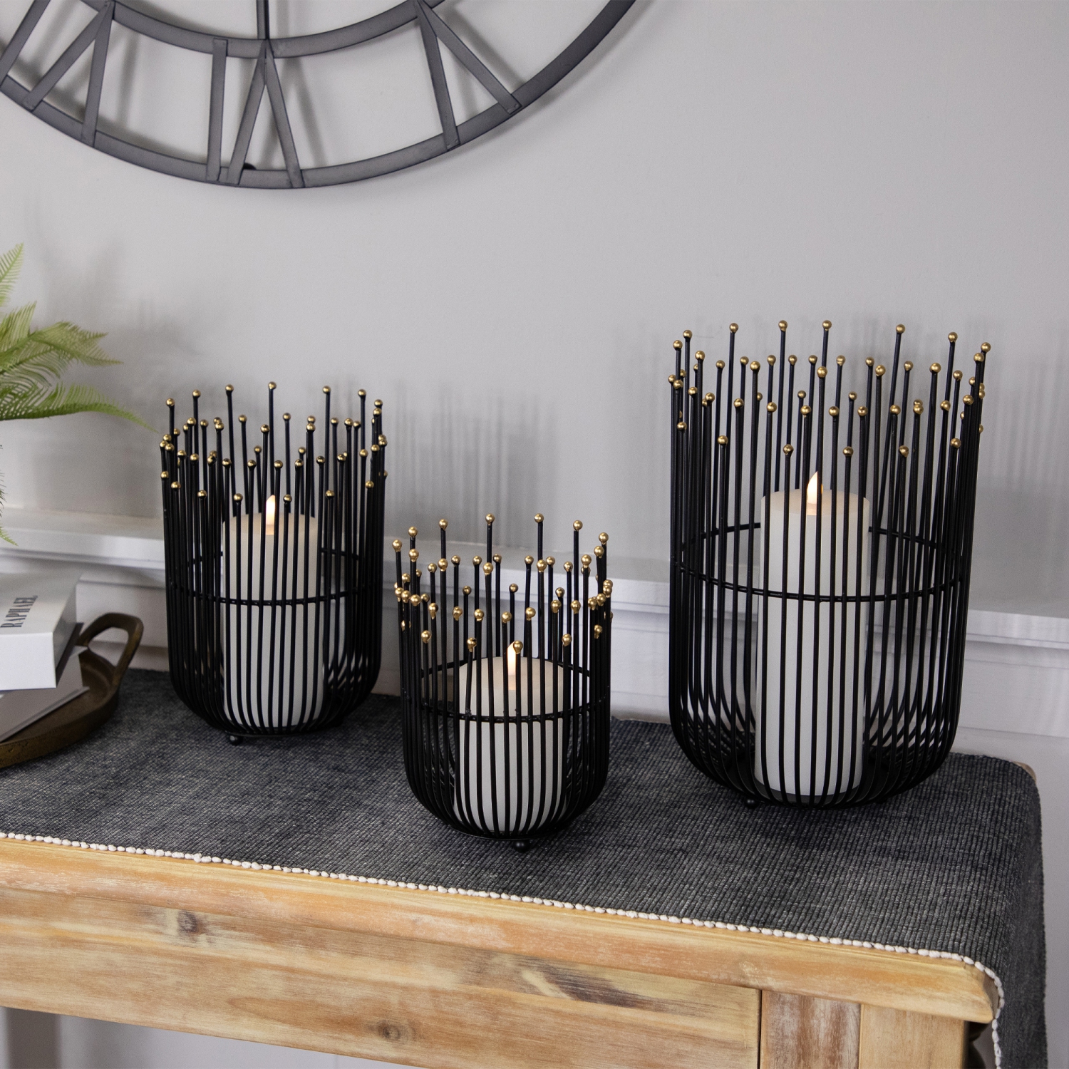 Bougeoirs en fer de style médiéval - 12,75 po - Noir - Ensemble de 3