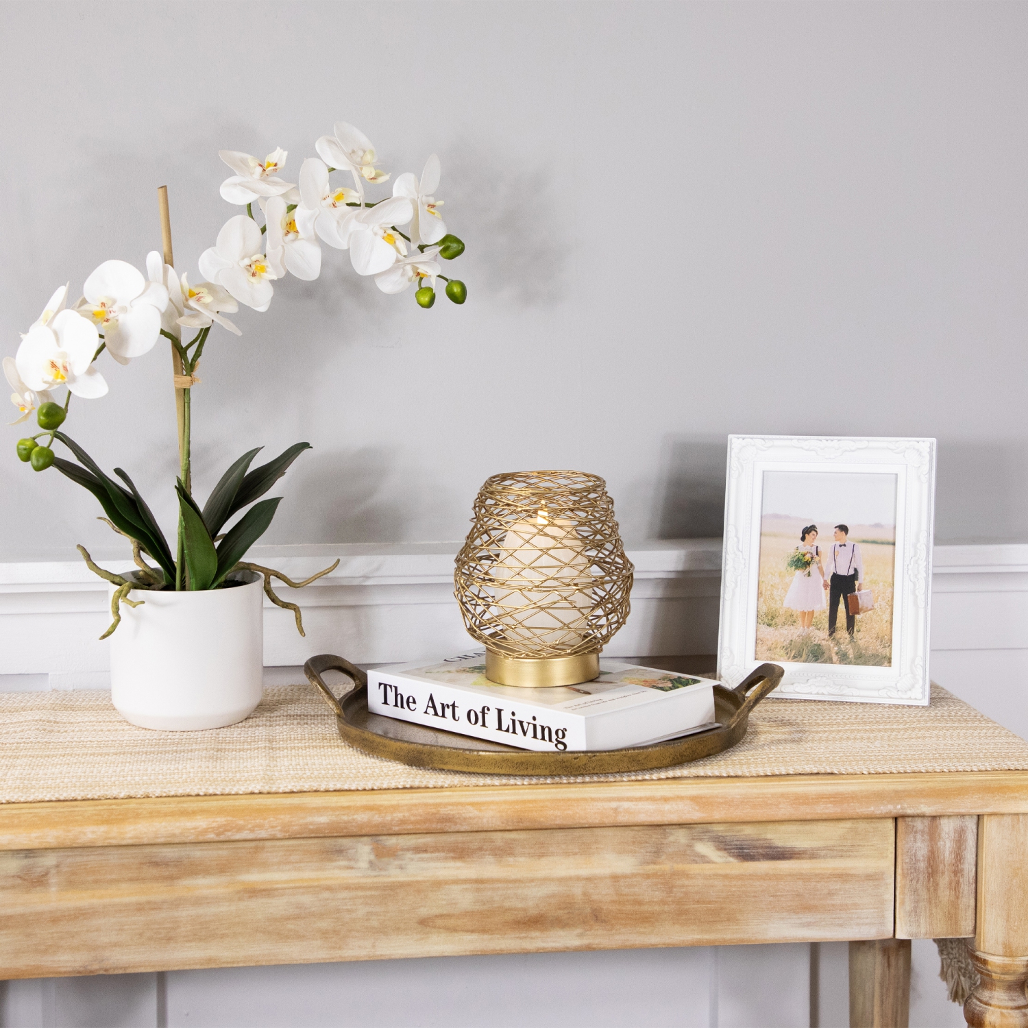 Small Woven Iron Votive Candle Holder - 6.25" - Brass Finish