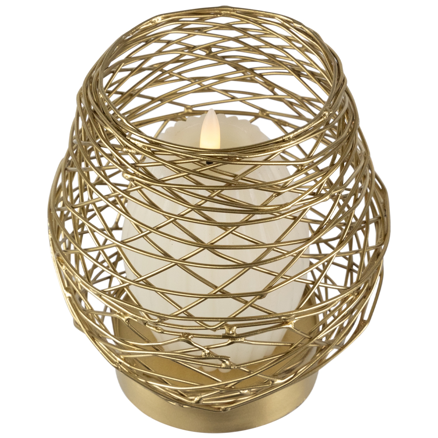 Small Woven Iron Votive Candle Holder - 6.25" - Brass Finish