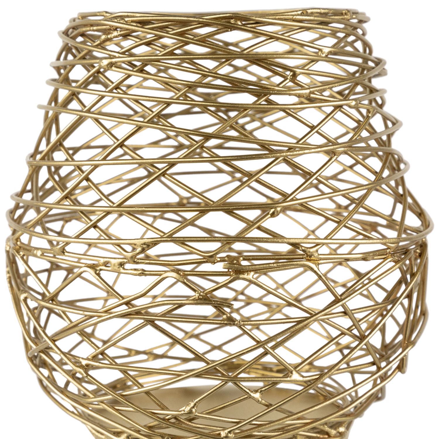 Small Woven Iron Votive Candle Holder - 6.25" - Brass Finish