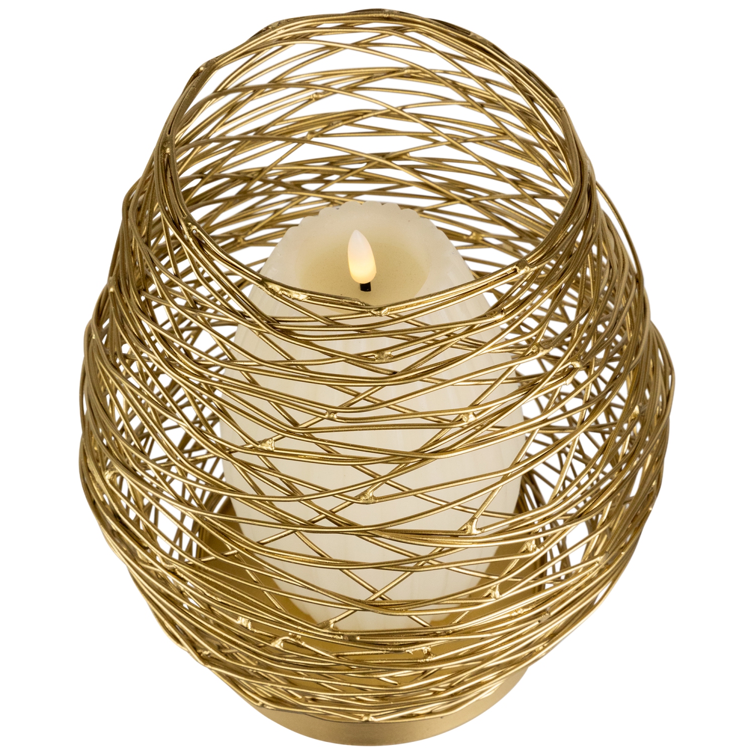 Medium Woven Iron Votive Candle Holder - 8.5" - Brass Finish