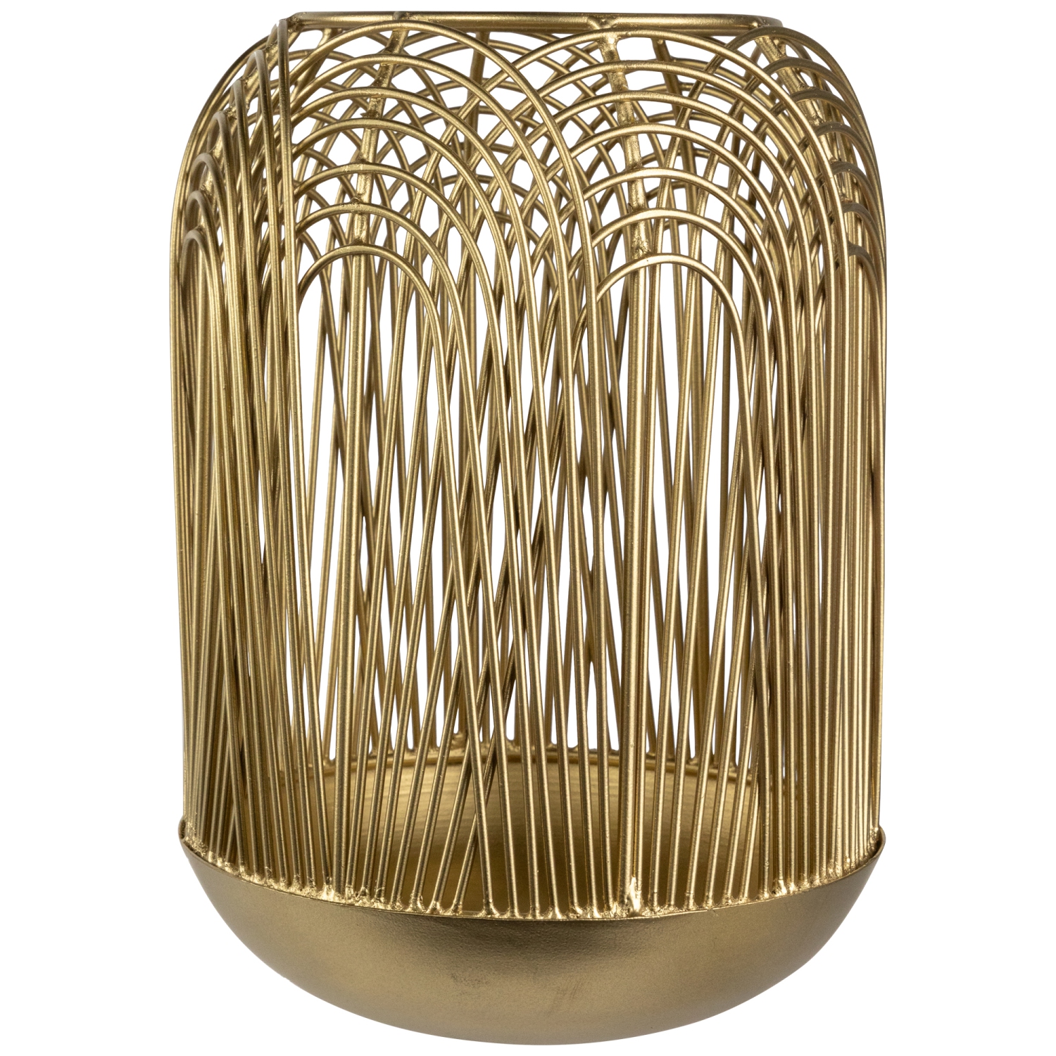 Medium Layered Iron Pillar Candle Holder - 10.5" - Brass Finish