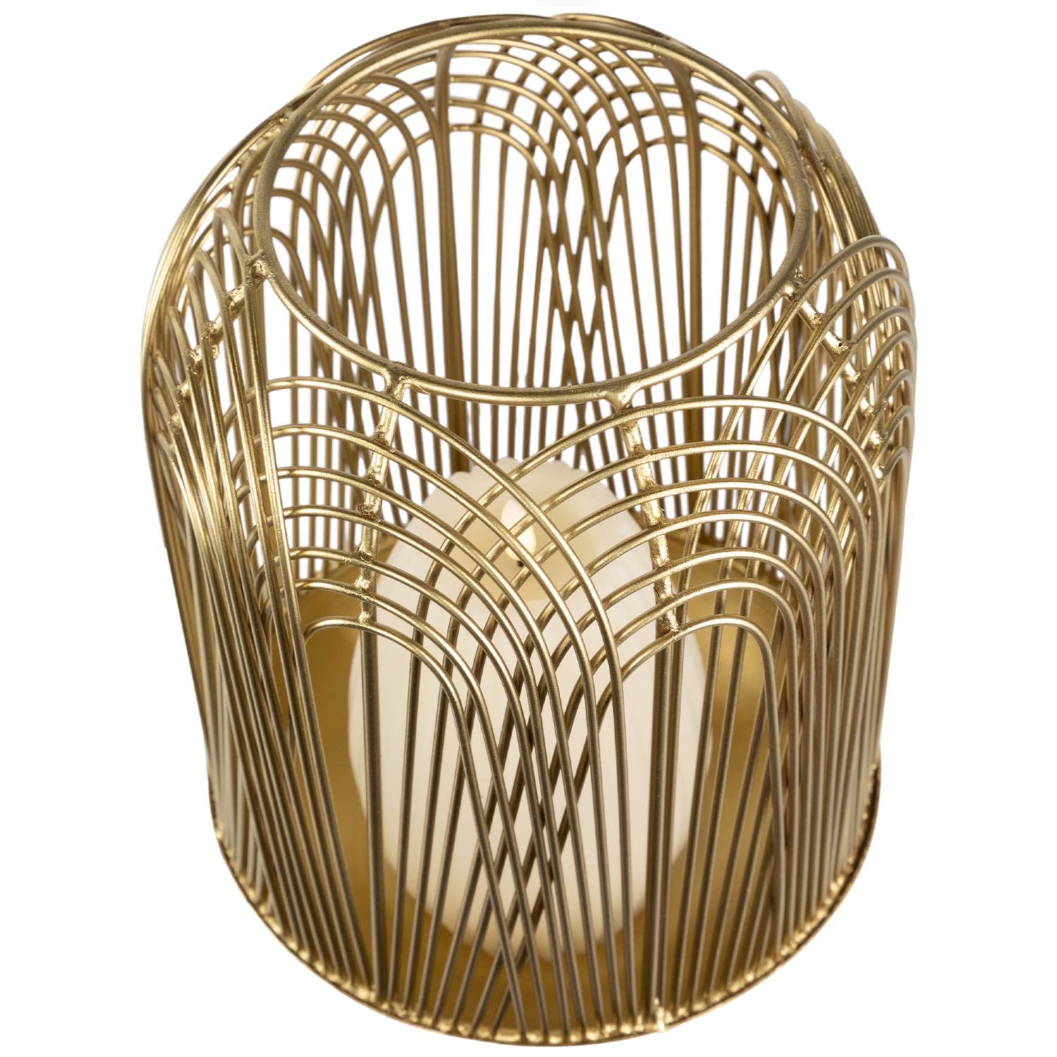 Medium Layered Iron Pillar Candle Holder - 10.5" - Brass Finish