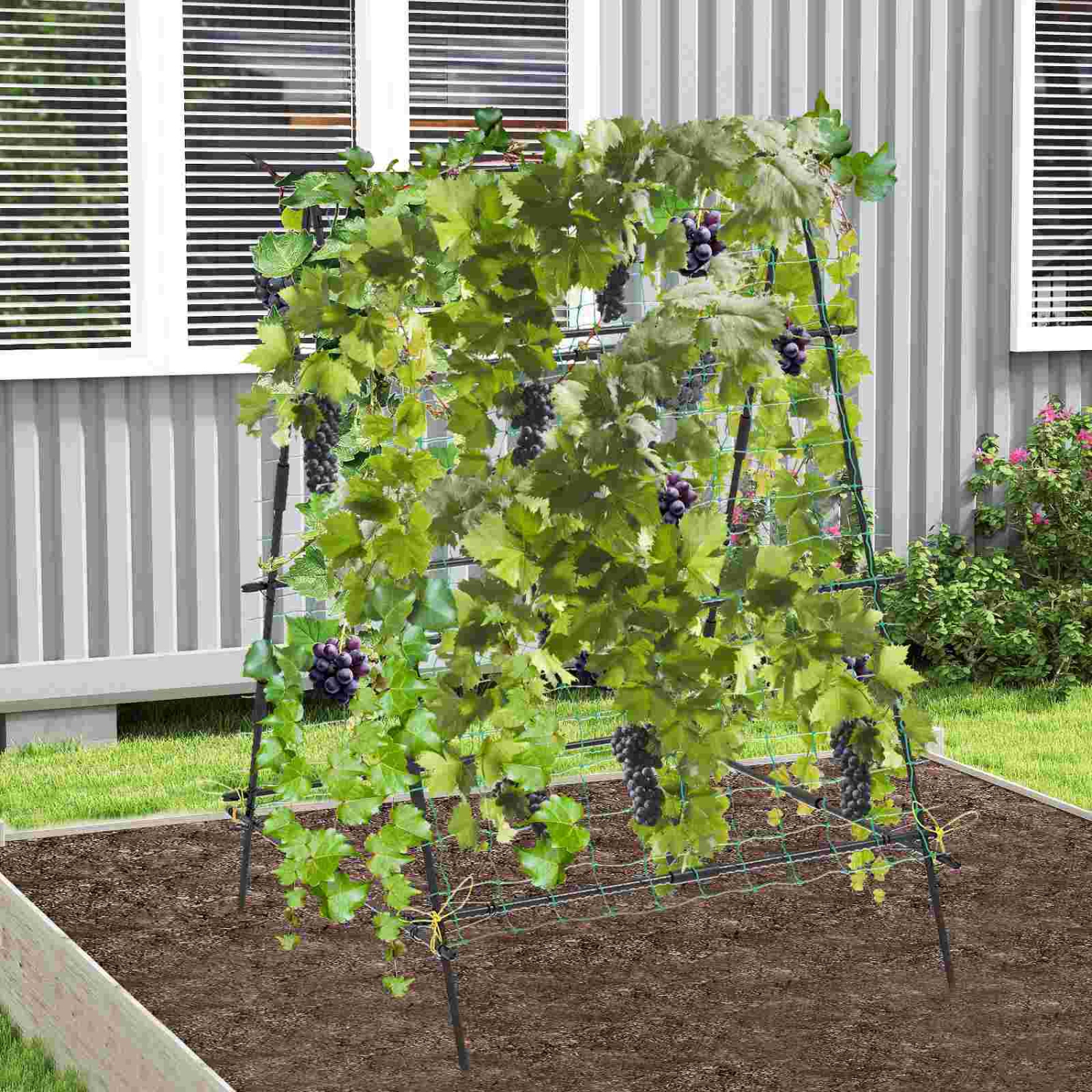 Costway Cucumber Trellis for Plant Climbing Foldable Garden Tunnel Trellis with Plastic Coated Tube