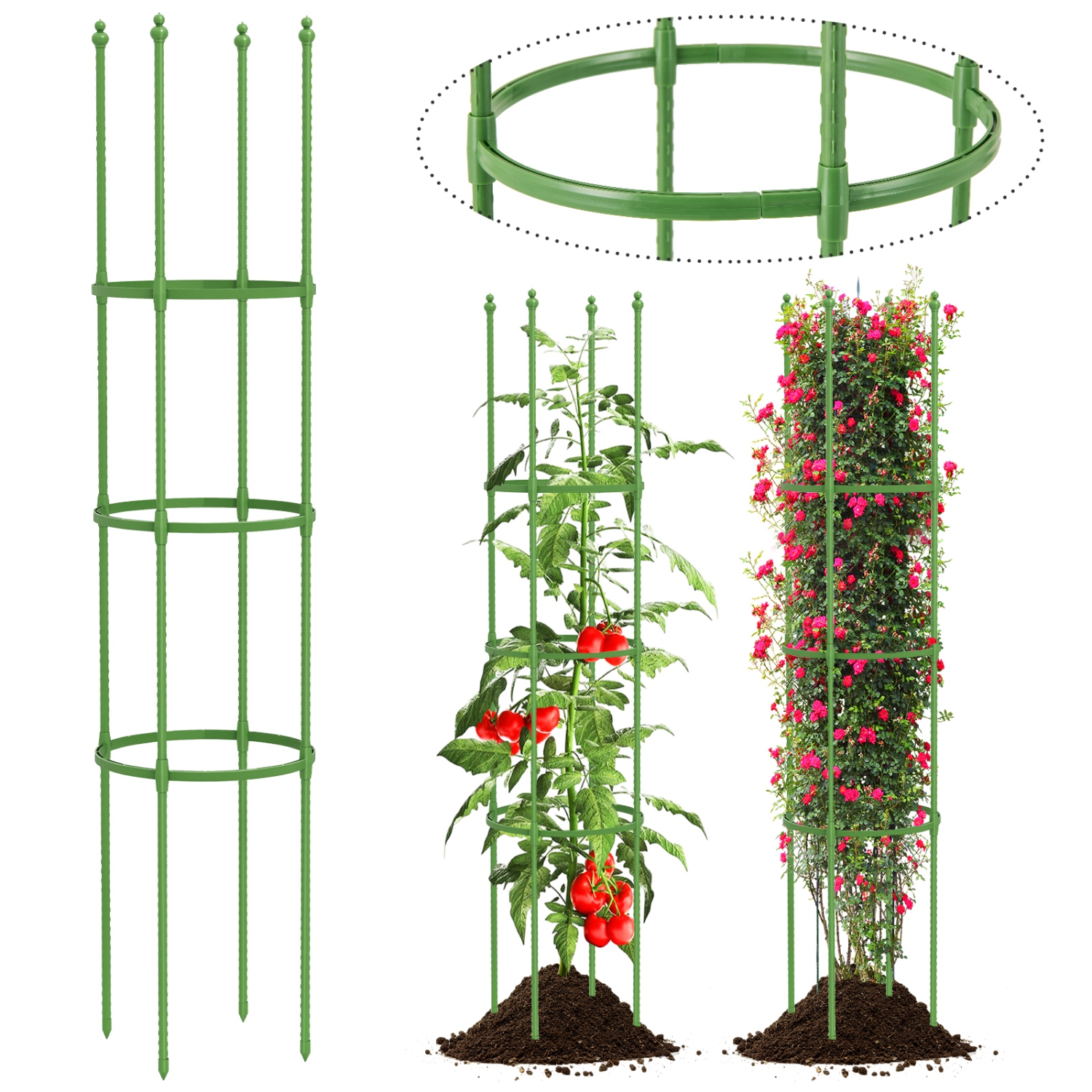 Costway 2-Pack Garden Trellis 57" Plant Support & Tomato Cages with Adjustable Height