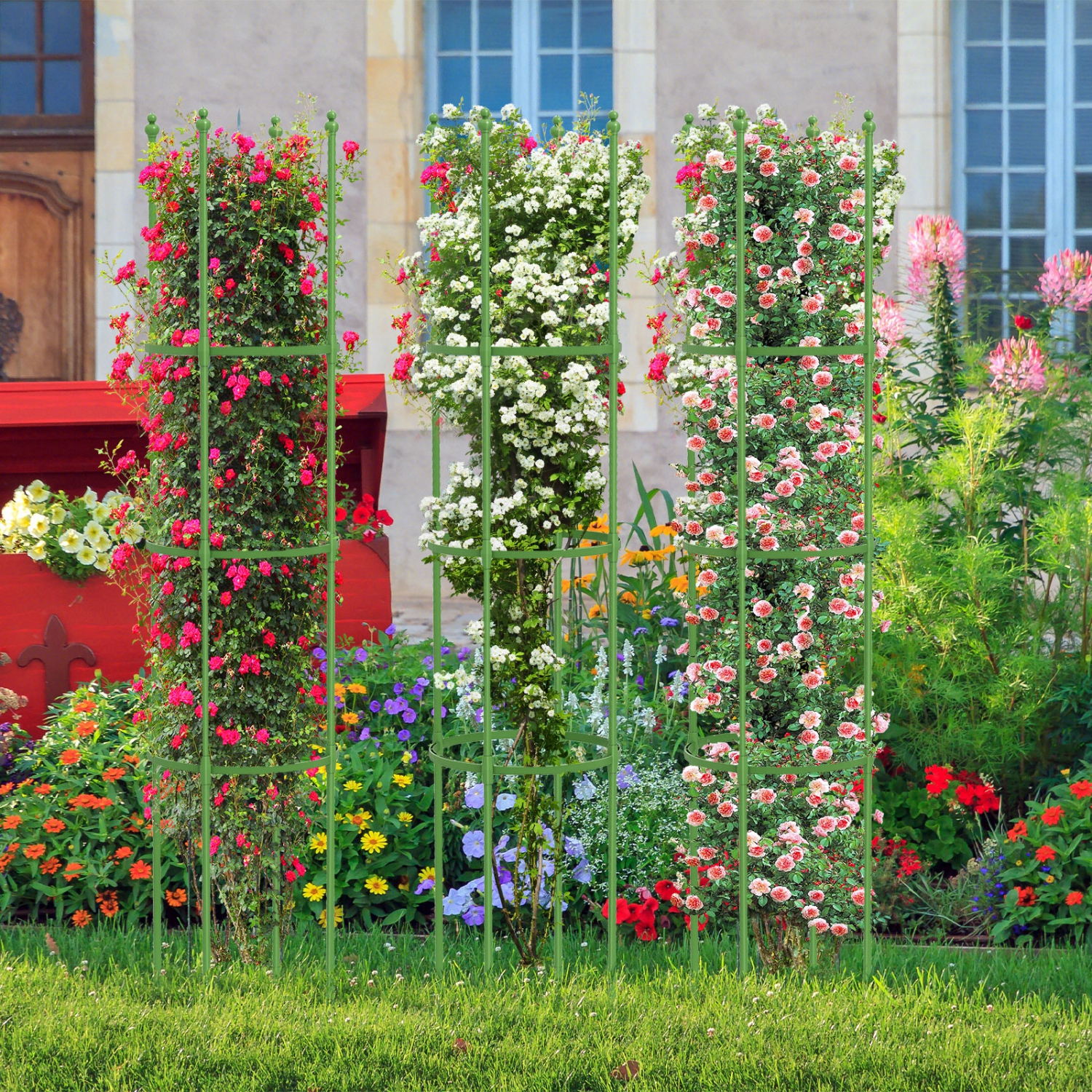 Costway 2-Pack Garden Trellis 57" Plant Support & Tomato Cages with Adjustable Height