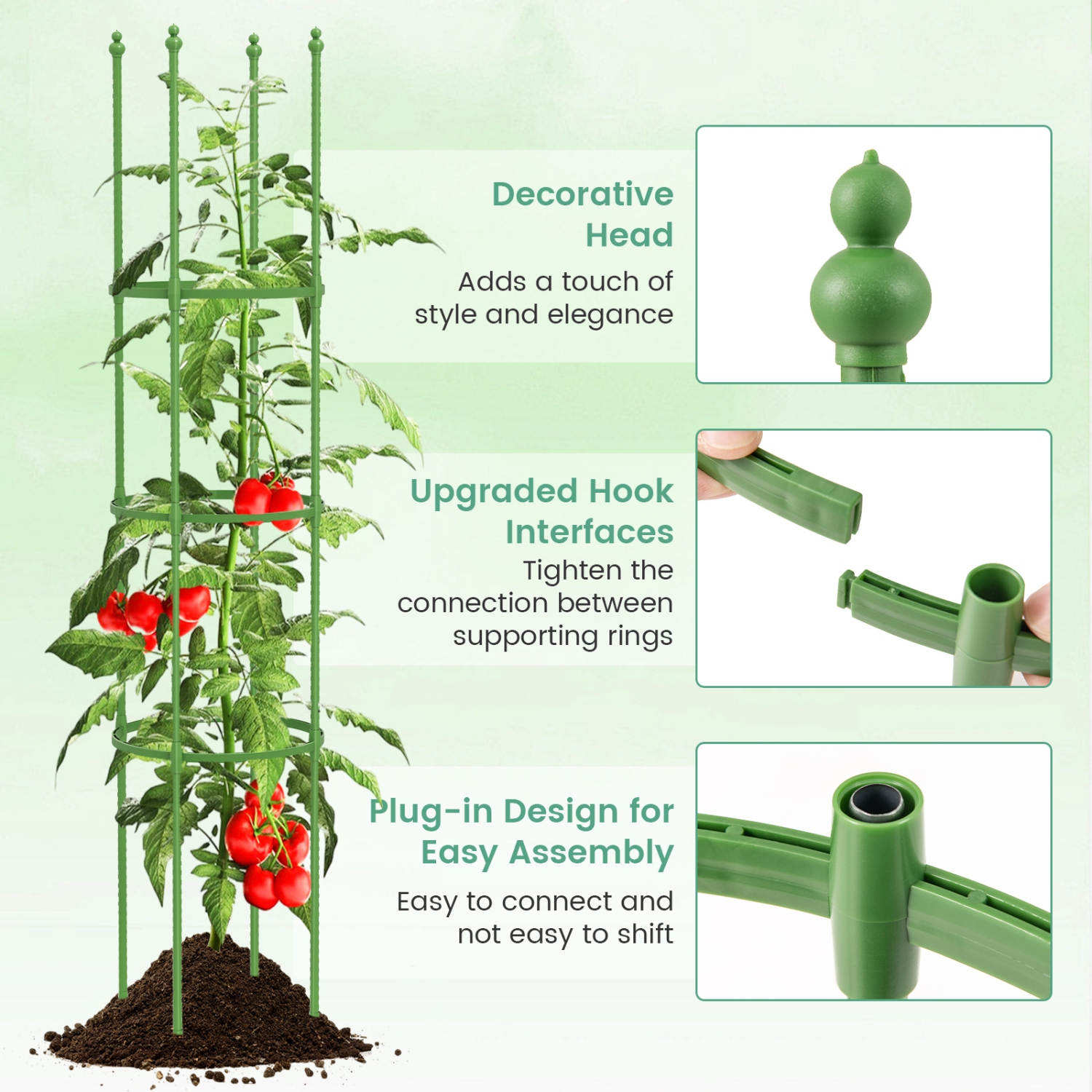 Costway 2-Pack Garden Trellis 57" Plant Support & Tomato Cages with Adjustable Height