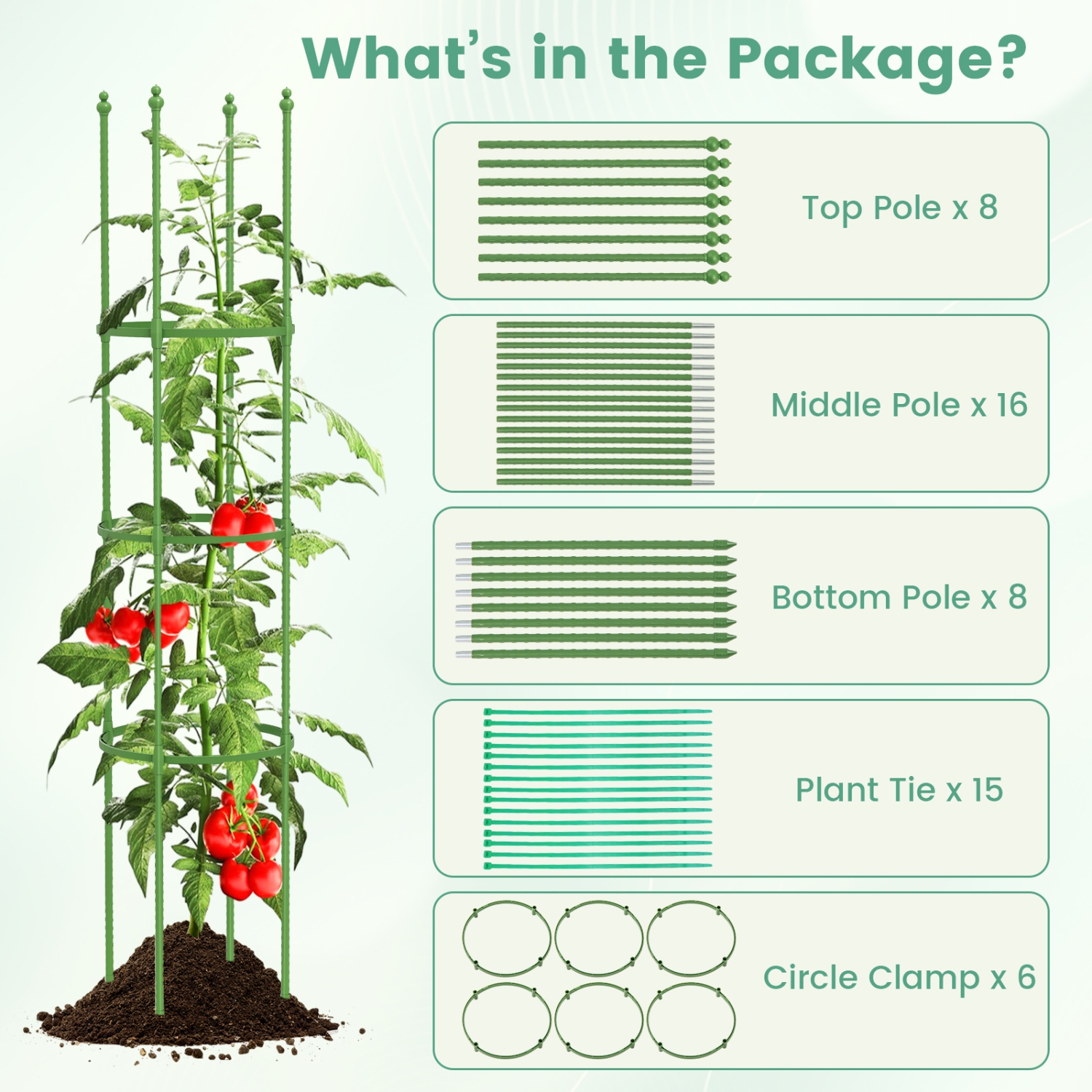Costway 2-Pack Garden Trellis 57" Plant Support & Tomato Cages with Adjustable Height