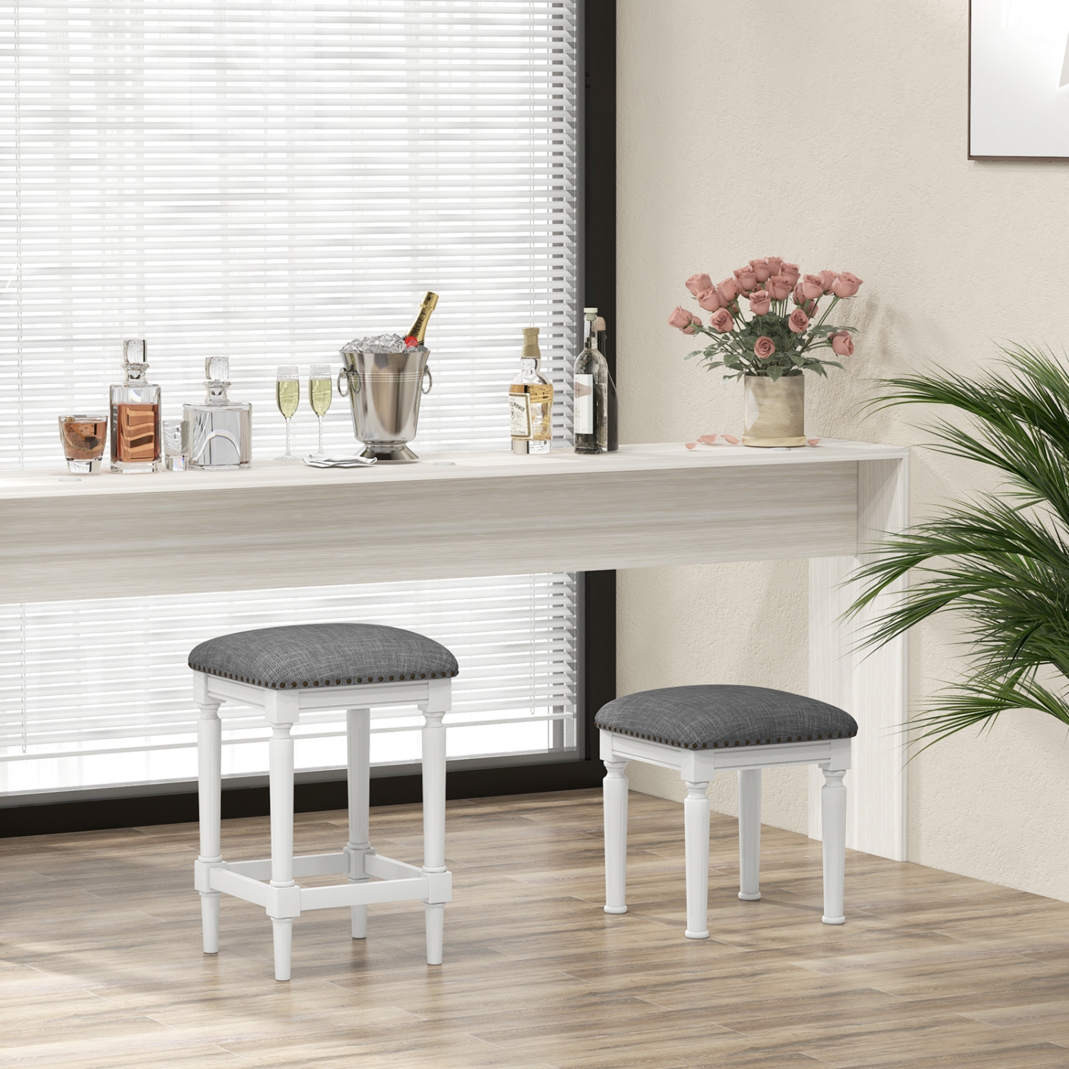 Ensemble de 2 tabourets de cuisine carrés avec repose-pieds, tabourets à assise selle 3 Heights de Costway