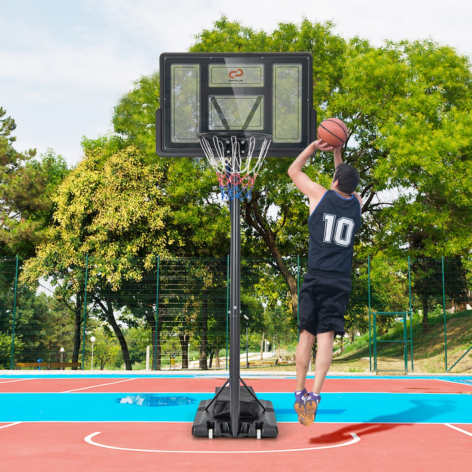 Goplus Portable Basketball Hoop 11-Level Height Adjustable Basketball Hoop & Goal