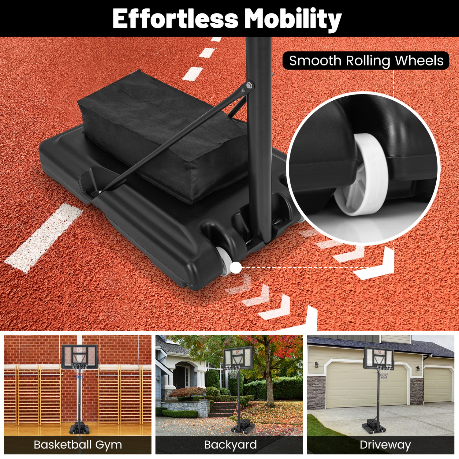 Goplus Portable Basketball Hoop 11-Level Height Adjustable Basketball Hoop & Goal