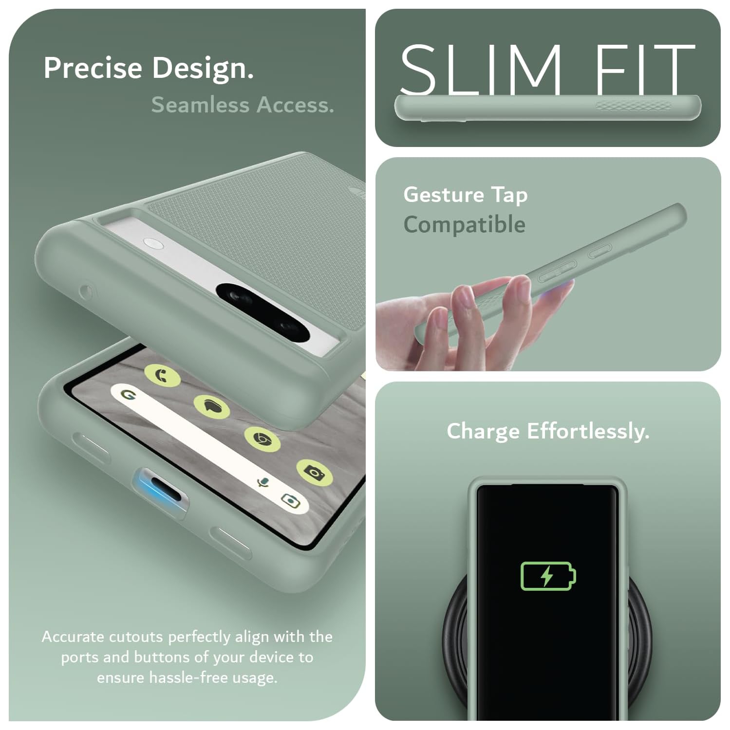 TUDIA MergeGrip Google Pixel 7a Case Military Grade - Green Lily