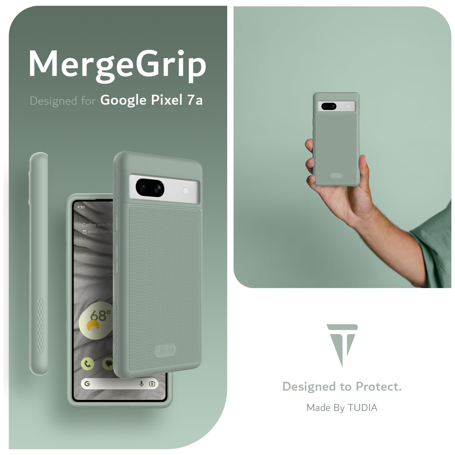TUDIA MergeGrip Google Pixel 7a Case Military Grade - Green Lily