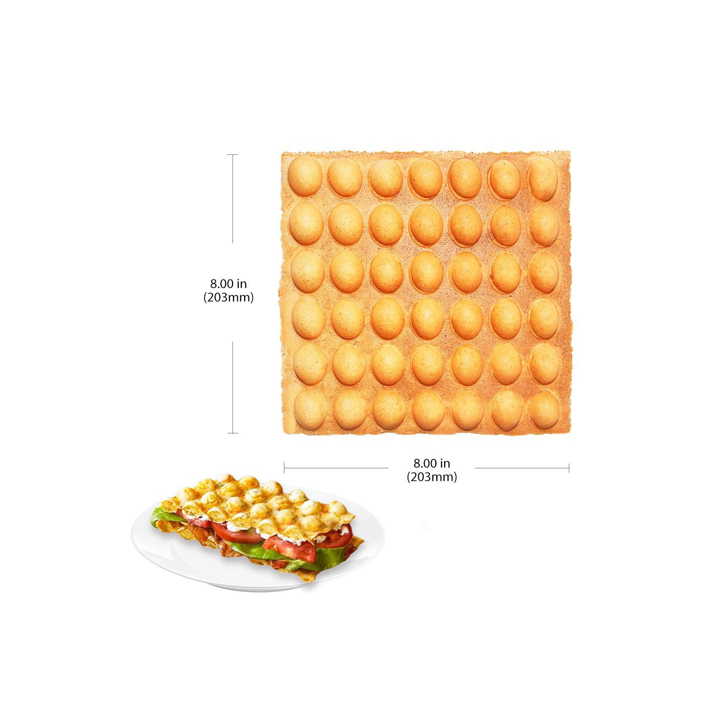 A-bw311 bubble waffle maker machine | square-shaped bubble waffle iron | improved thermostat | manual | nonstick