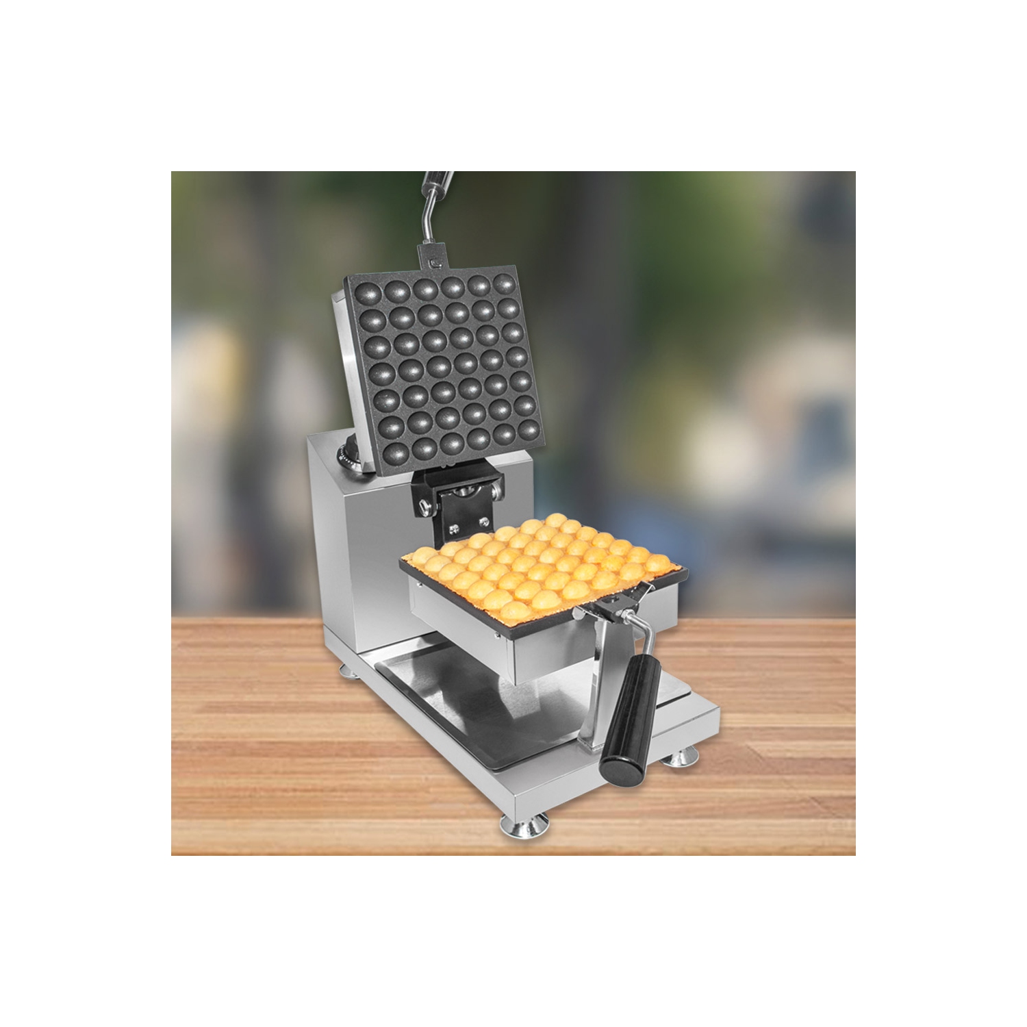 A-bw311 bubble waffle maker machine | square-shaped bubble waffle iron | improved thermostat | manual | nonstick