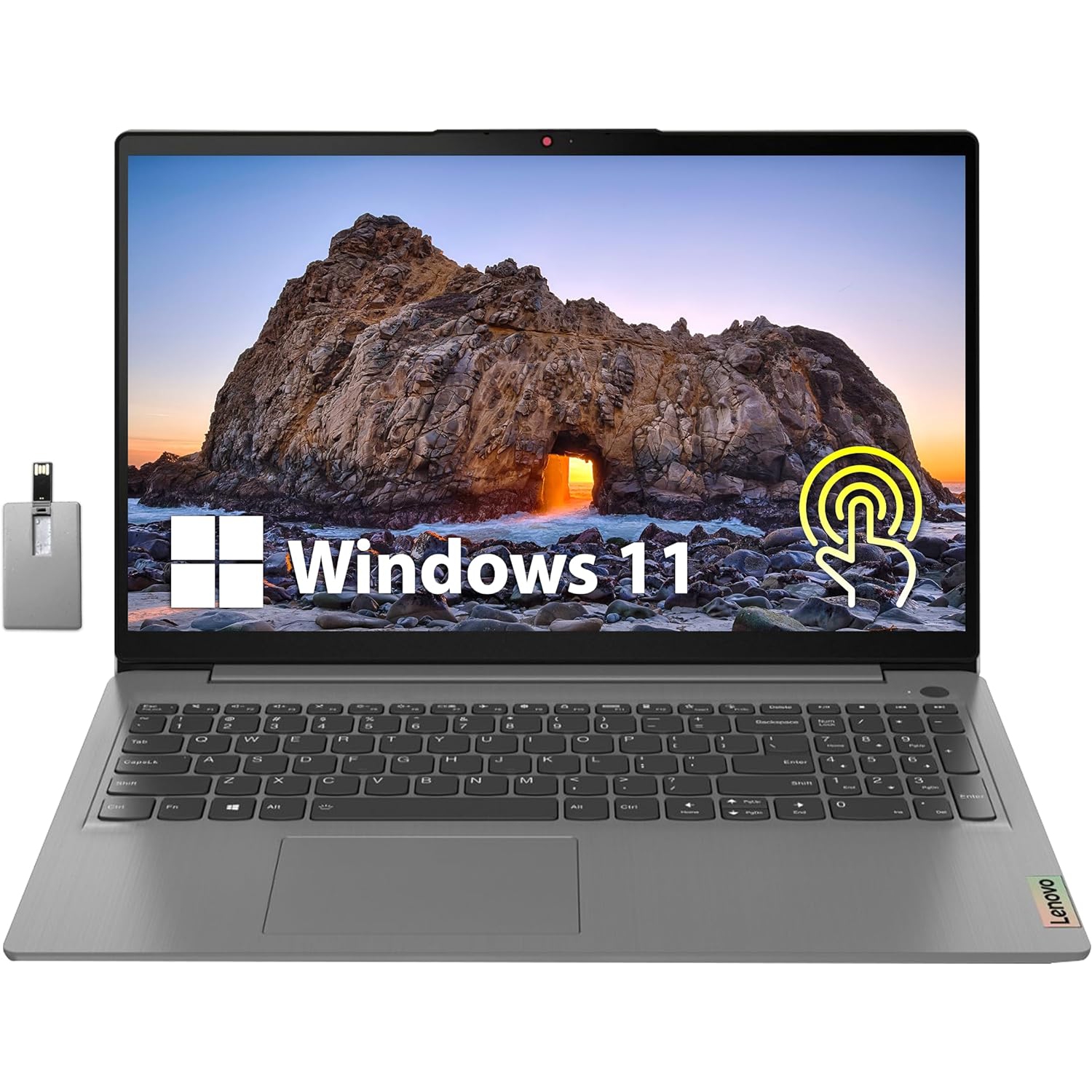 Lenovo Ideapad 3i 15.6" FHD Touchscreen Laptop, Intel Core i3-1115G4, 1TB PCIe SSD, 40GB RAM, Intel UHD Graphics, Num Pad, Webcam, Wi-Fi 6, Windows 11, Gray, 32GB Hotface USB Card