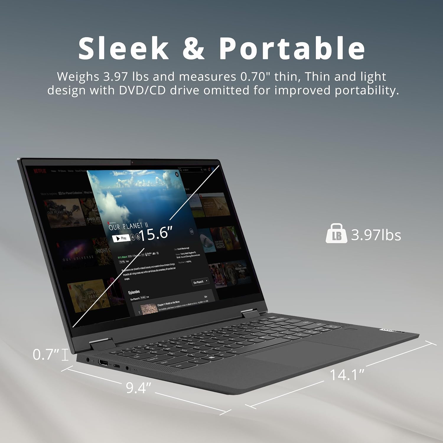 Lenovo IdeaPad Flex 5 15.6" FHD Touchscreen Laptop, Intel Core i5 1135G7,512GB PCle SSD, 8GB RAM, Intel Iris Xe Graphics, Fingerprint Reader, Gray,