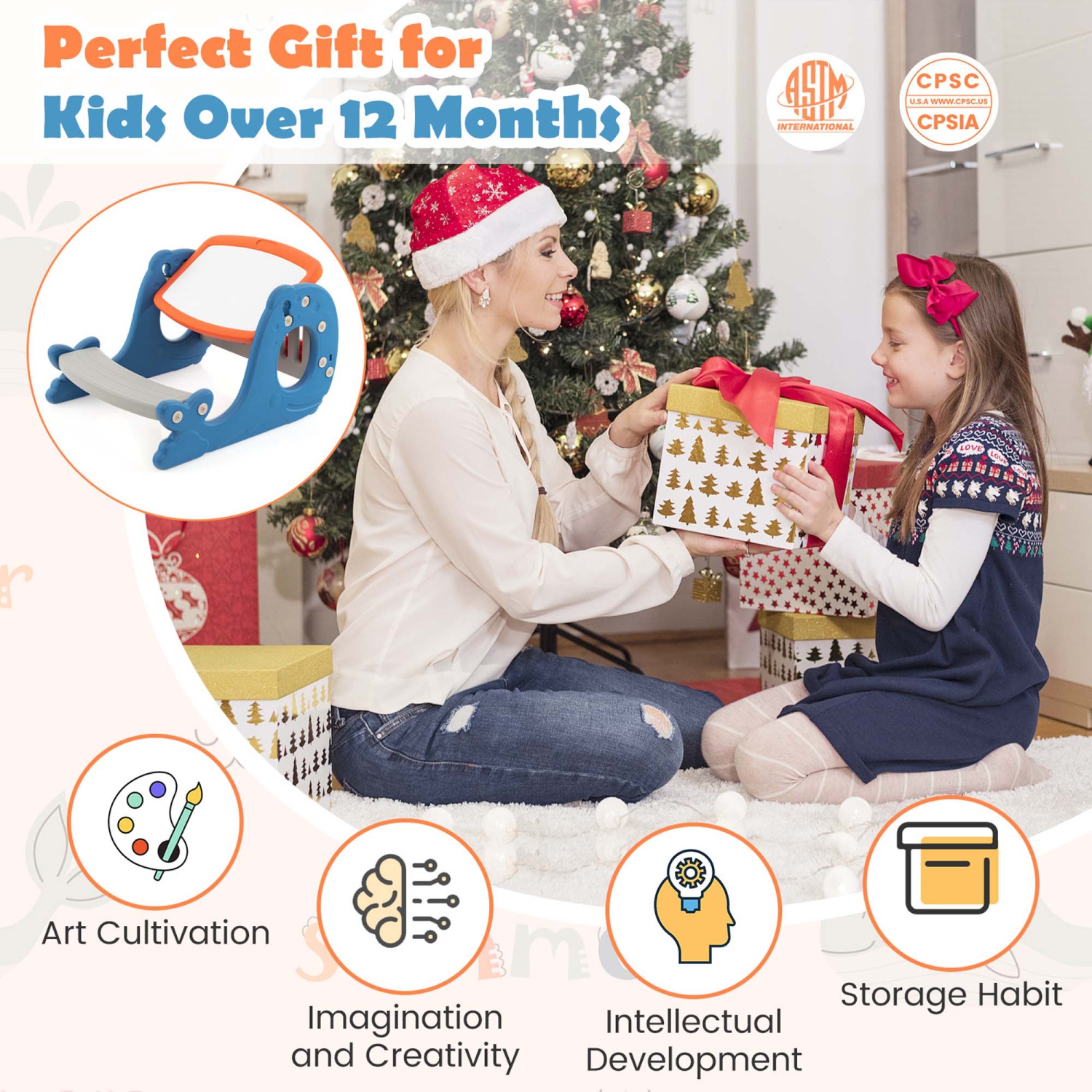 Ensemble de bureau pour enfants à dessin et à jouer avec tableau blanc effaçable Tiltable Graffiti Eating