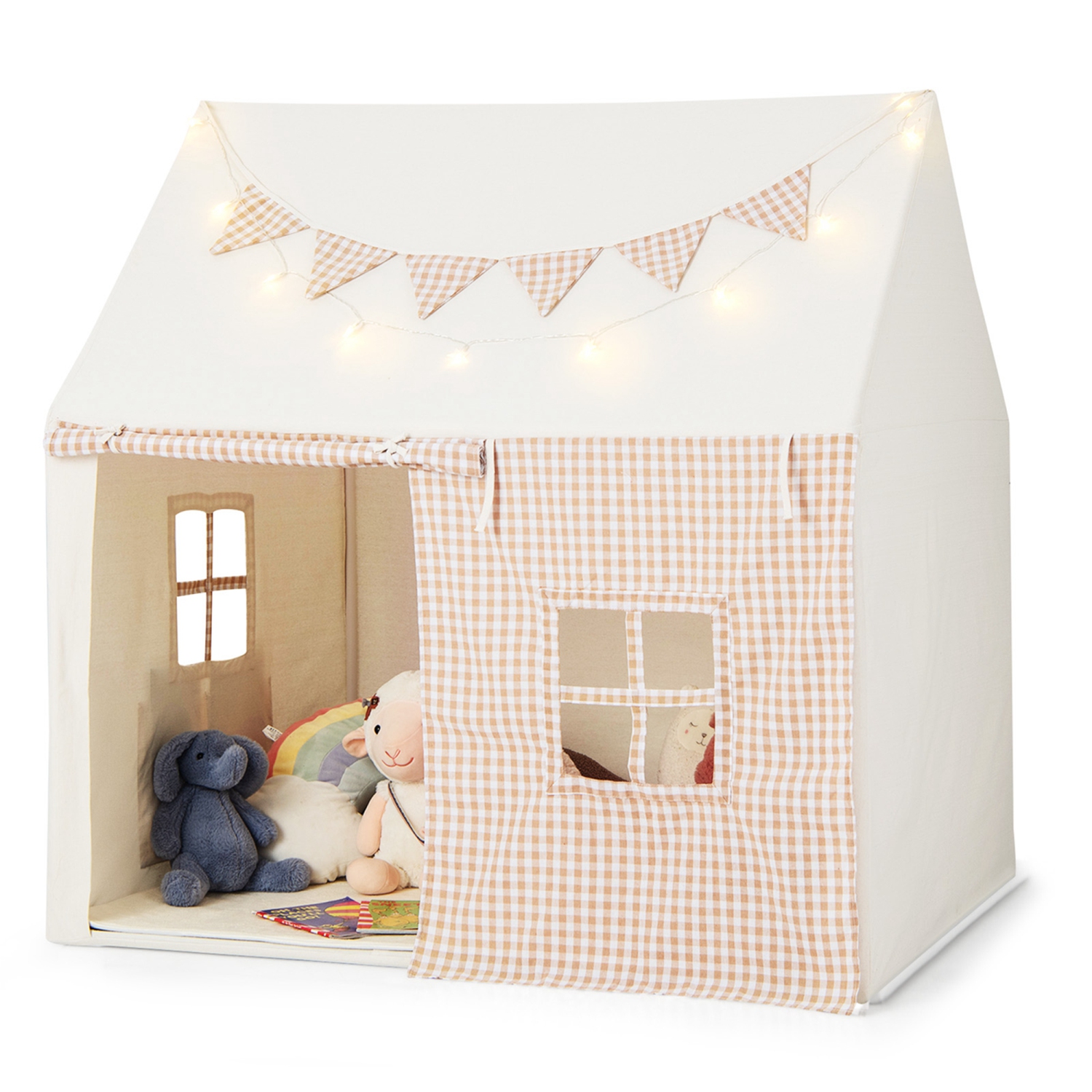 Tente de jeu de Honeyjoy Kids, grande maisonnette avec tapis rembourré, 2 lumières d'étoiles Windows respirantes