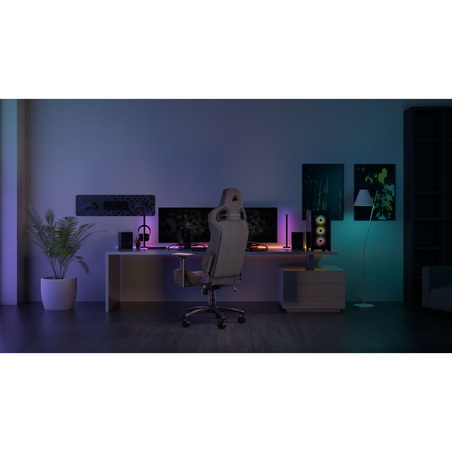 Fauteuil de jeu ergonomique en tissu T3 Rush de Corsair - Anthracite