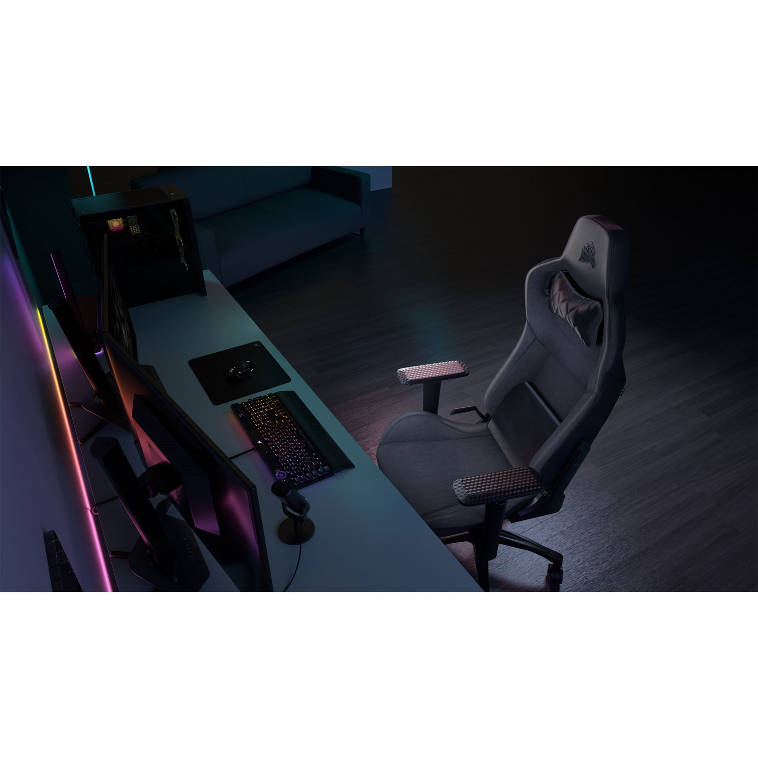 Fauteuil de jeu ergonomique en tissu T3 Rush de Corsair - Anthracite