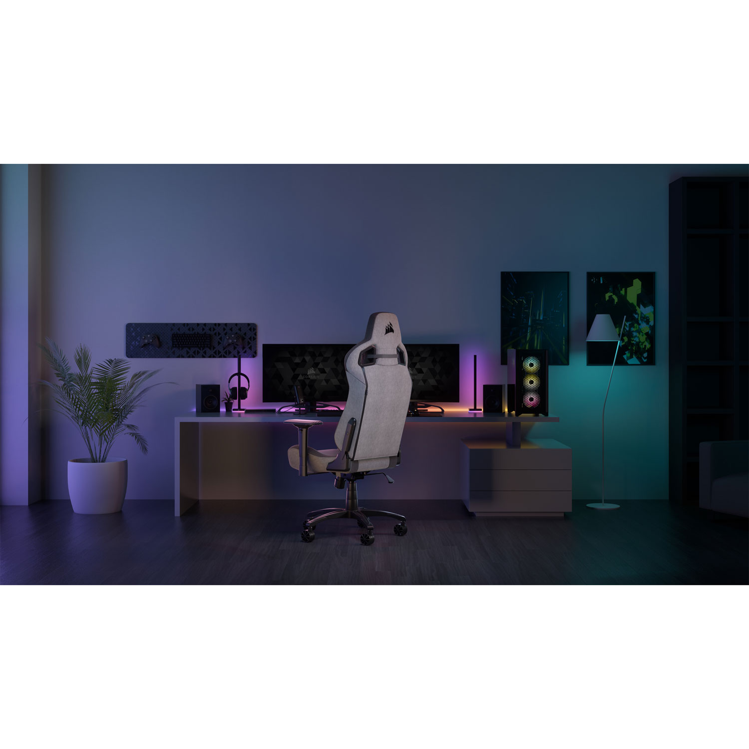 Corsair T3 Rush Fabric Ergonomic Gaming Chair - Charcoal/Grey