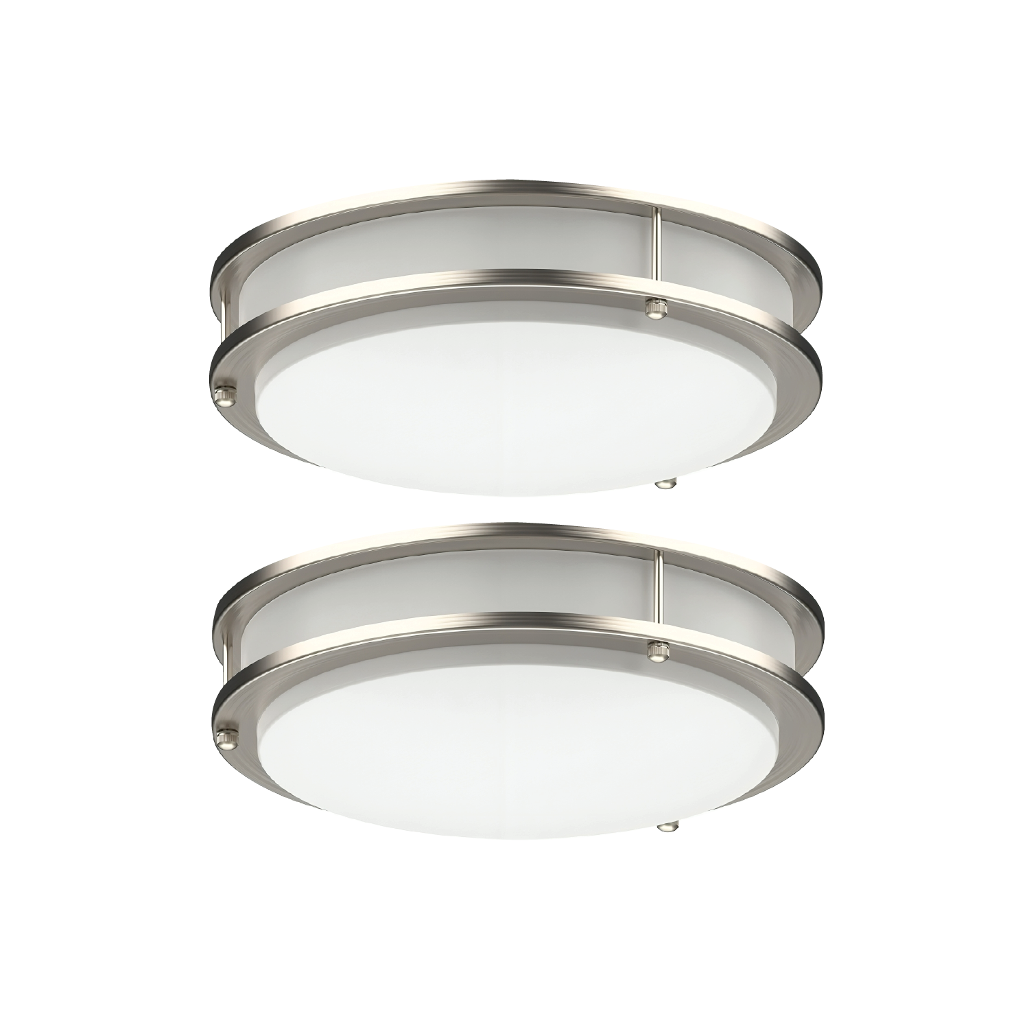 LED 12 Inch Flush Mount Ceiling Light, 15W 1200LM - Dimmable Ceiling Lamp, 3CCT Selectable, Brushed Nickel Light for Bedroom, Kitchen, Hallway (Pack