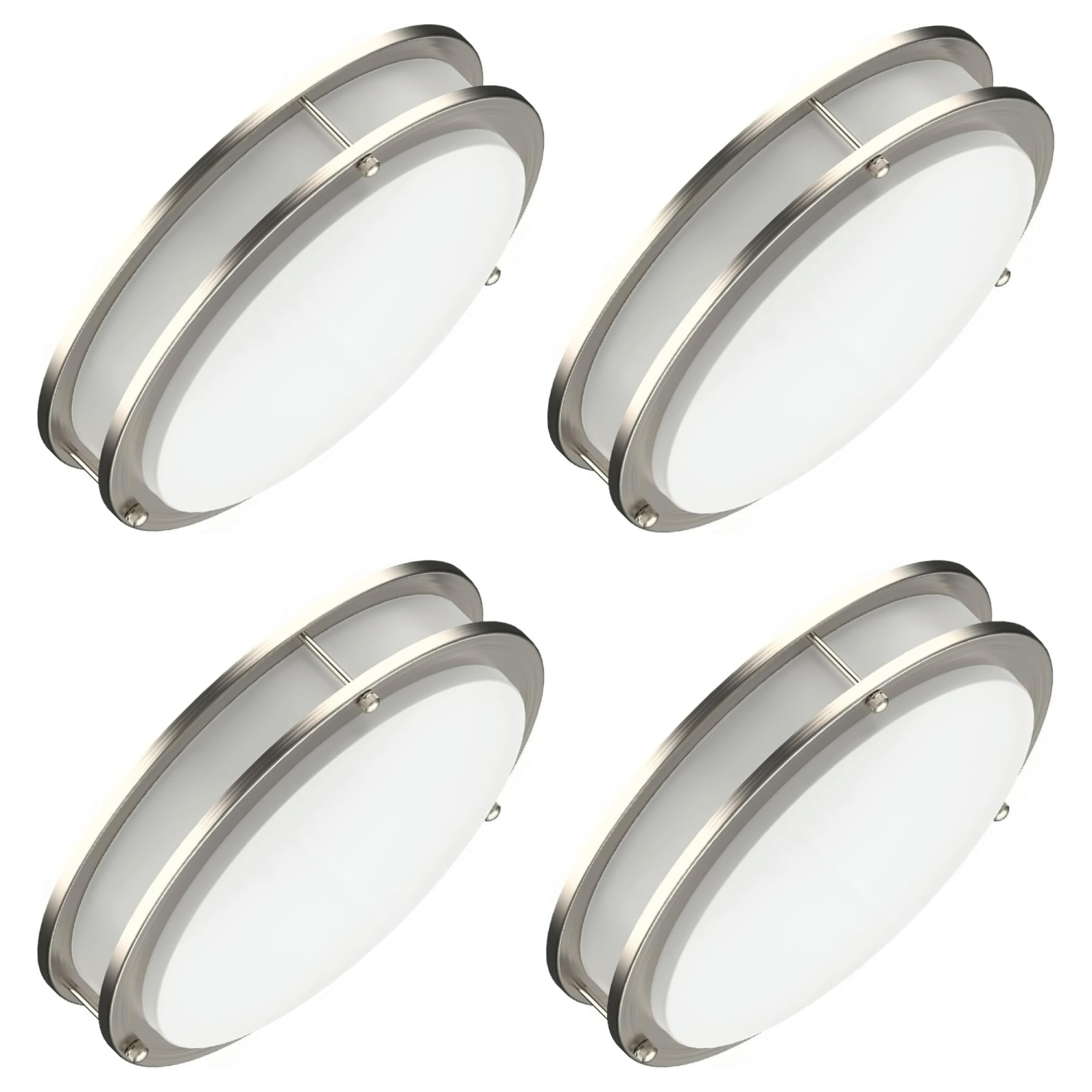 LED 12 Inch Flush Mount Ceiling Light, 15W 1200LM - Dimmable Ceiling Lamp, 3CCT Selectable, Brushed Nickel Light for Bedroom, Kitchen, Hallway (Pack