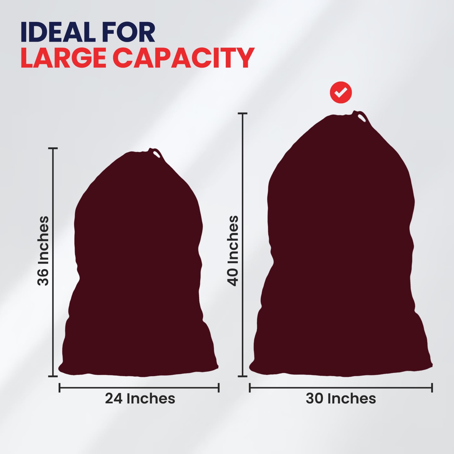 Sacs à lessive en nylon de lin canadien, très grand, 30 x 40&nbsp;po, paquet de 2, range-tout à cordon de serrage en tissu étanche, panier à linge de