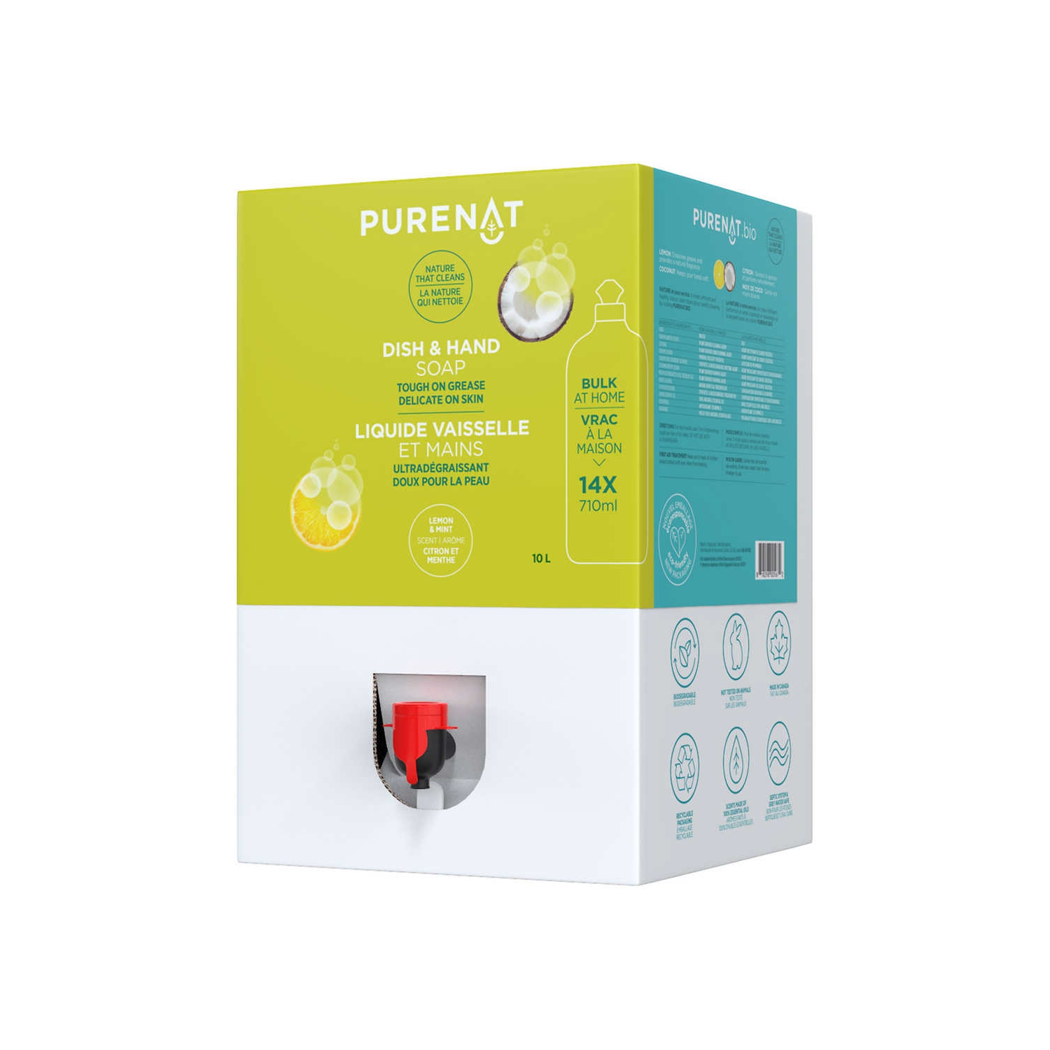 Recharge de savon en vrac pour vaisselle et mains Purenature 10&nbsp;L