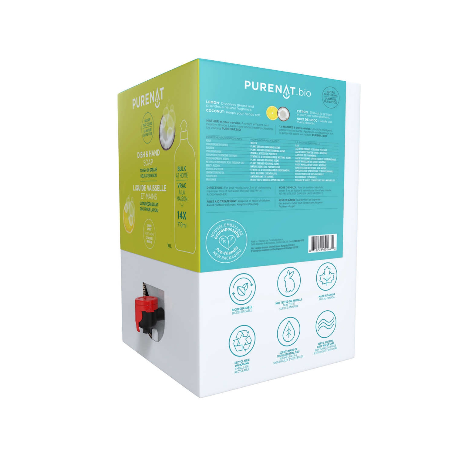 Recharge de savon en vrac pour vaisselle et mains Purenature 10 L