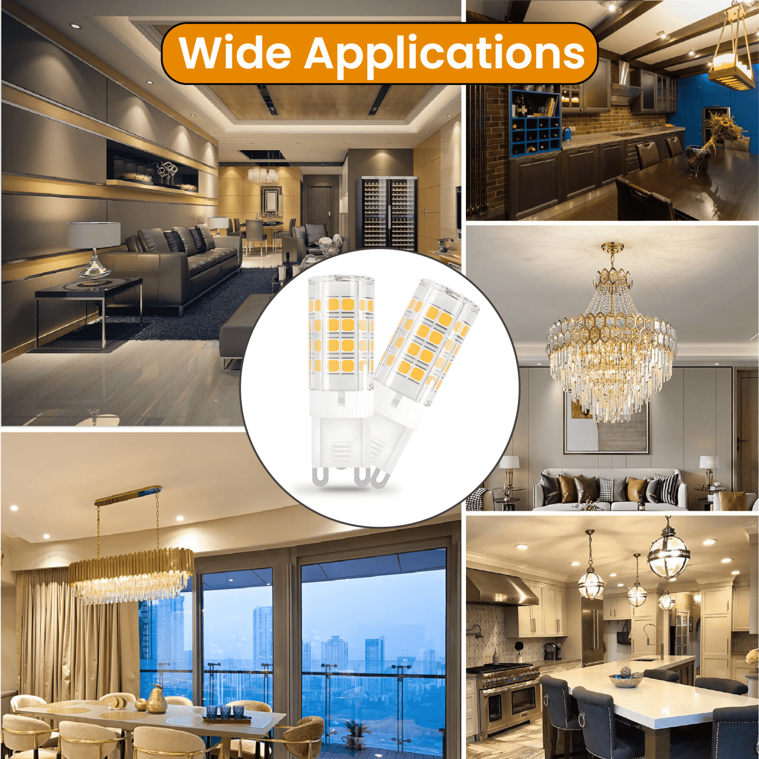 G9 LED Bulb Dimmable, 7W Halogen Light Bulb, 5000K Cool White, 600LM, Ideal for Chandelier, Ceiling Fan Lighting, Standard G9 Bi-Pin Base - (Pack of