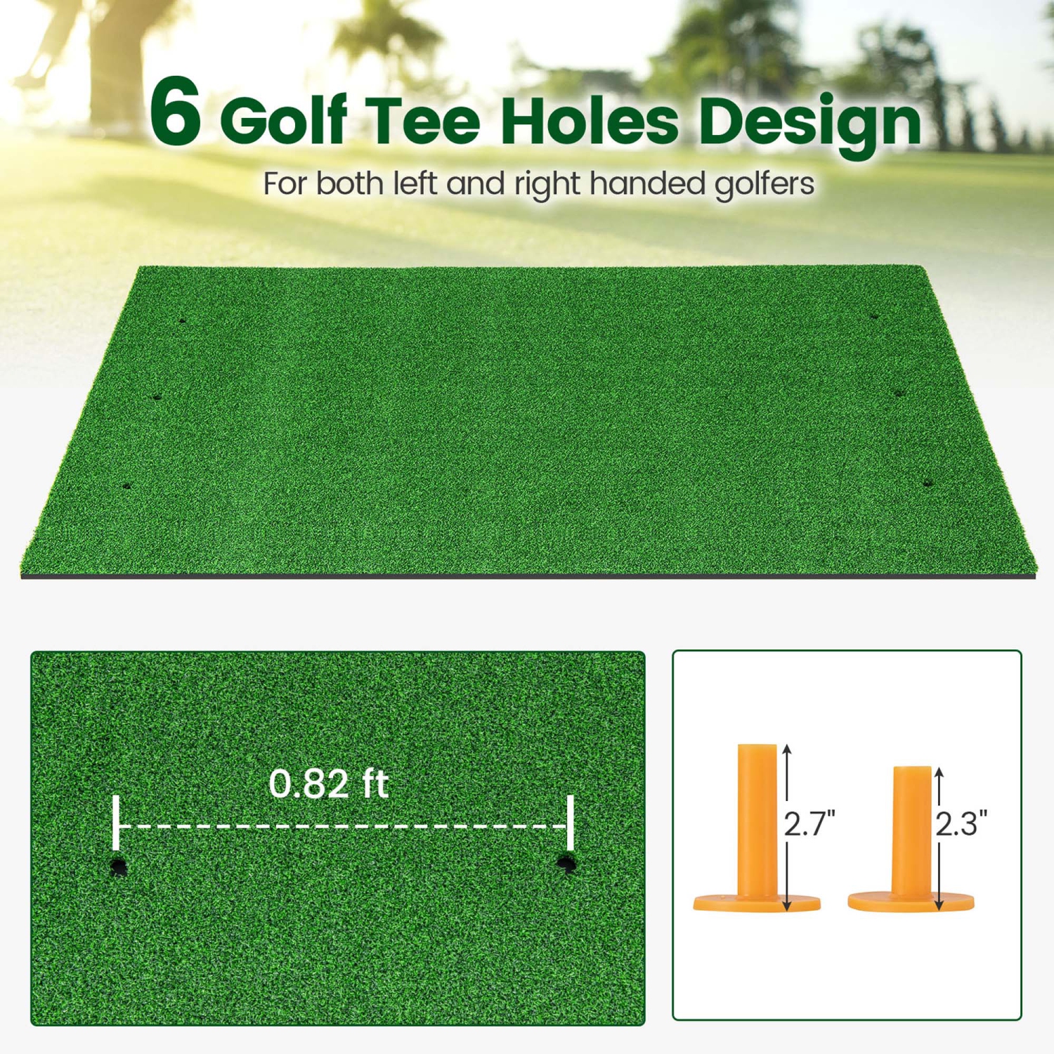 Costway 5 x 3 FT Golf Hitting Mat Artificial Indoor Outdoor Turf Golf Training Mat 32 mm