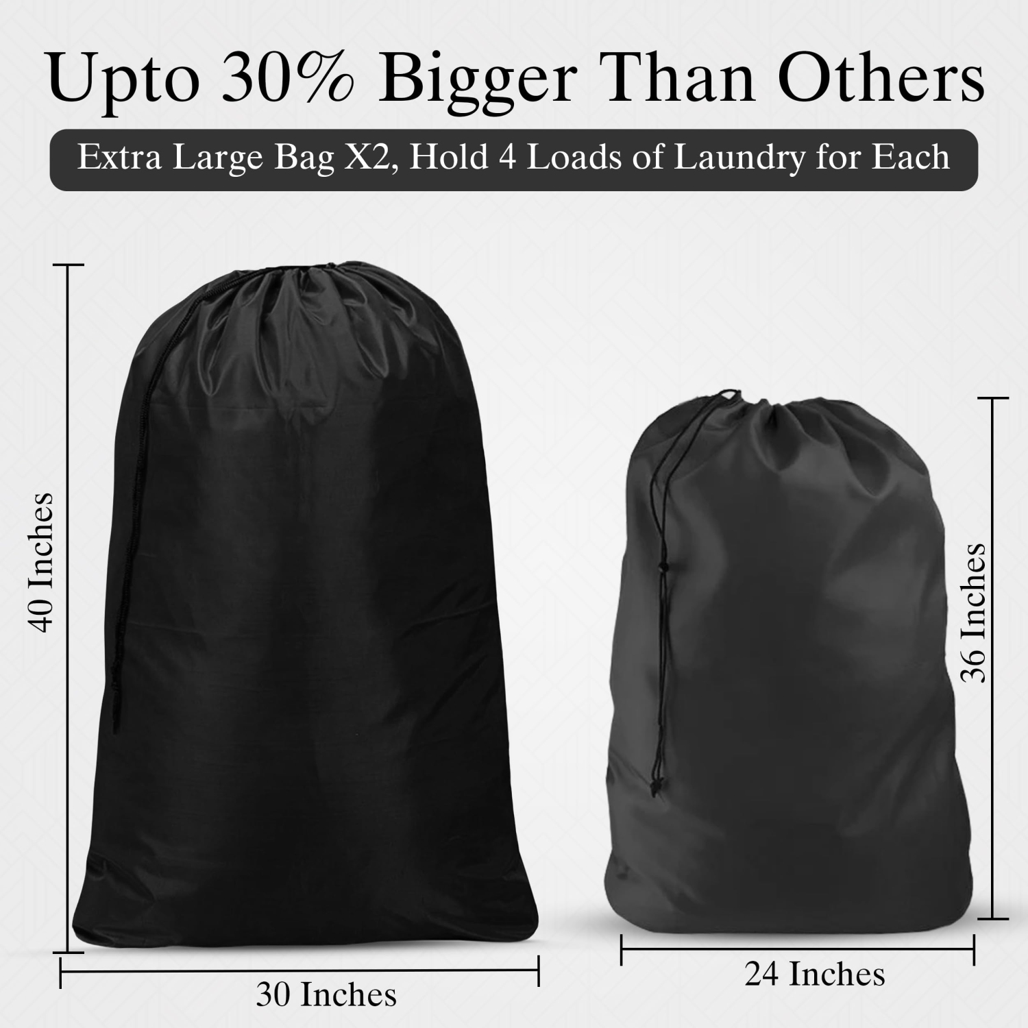 Canadian Linen Nylon Laundry Bags, XL 30"x40", 2 Pack, Drawstring Clothes Organizer Waterproof Fabric Durable Storage Bag Hamper, Grey + Blue