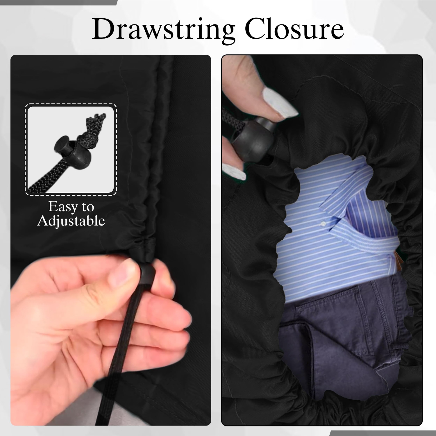 Canadian Linen Nylon Laundry Bags, XL 30"x40", 2 Pack, Drawstring Clothes Organizer Waterproof Fabric Durable Storage Bag Hamper, Grey + Blue