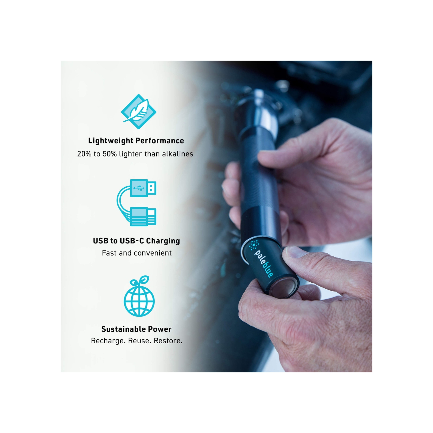 (2) C USB Rechargeable Smart Batteries with 2 in 1 charging cable