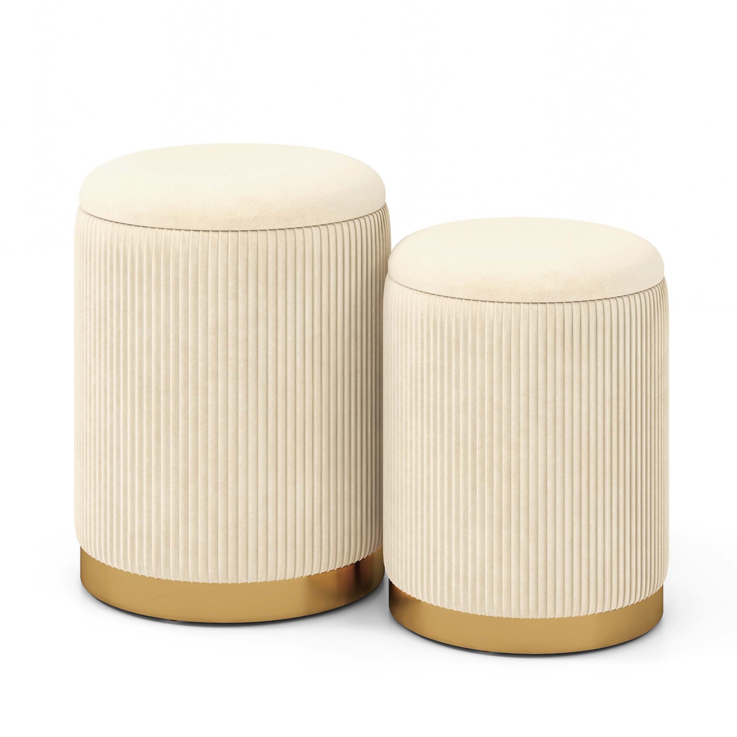 Ensemble de 2 poufs de rangement modernes en velours avec espace de rangement pour le salon de Costway