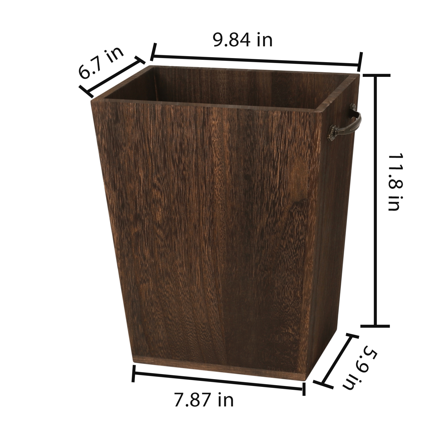 Wooden Bin, Rustic Farmhouse Style Small Square Bin for Living Room, Bedroom, Bathroom and Office